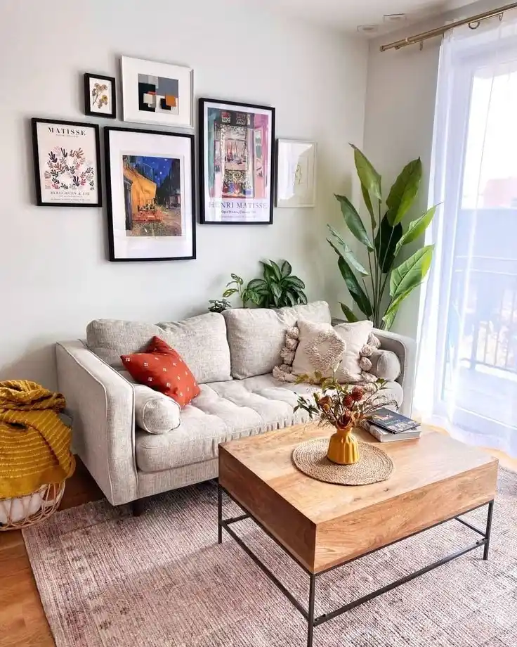 15 Small Living Room Decor Ideas That Feel Luxurious on a Budget 9 8. Create a Gallery Wall With Affordable Art Prints