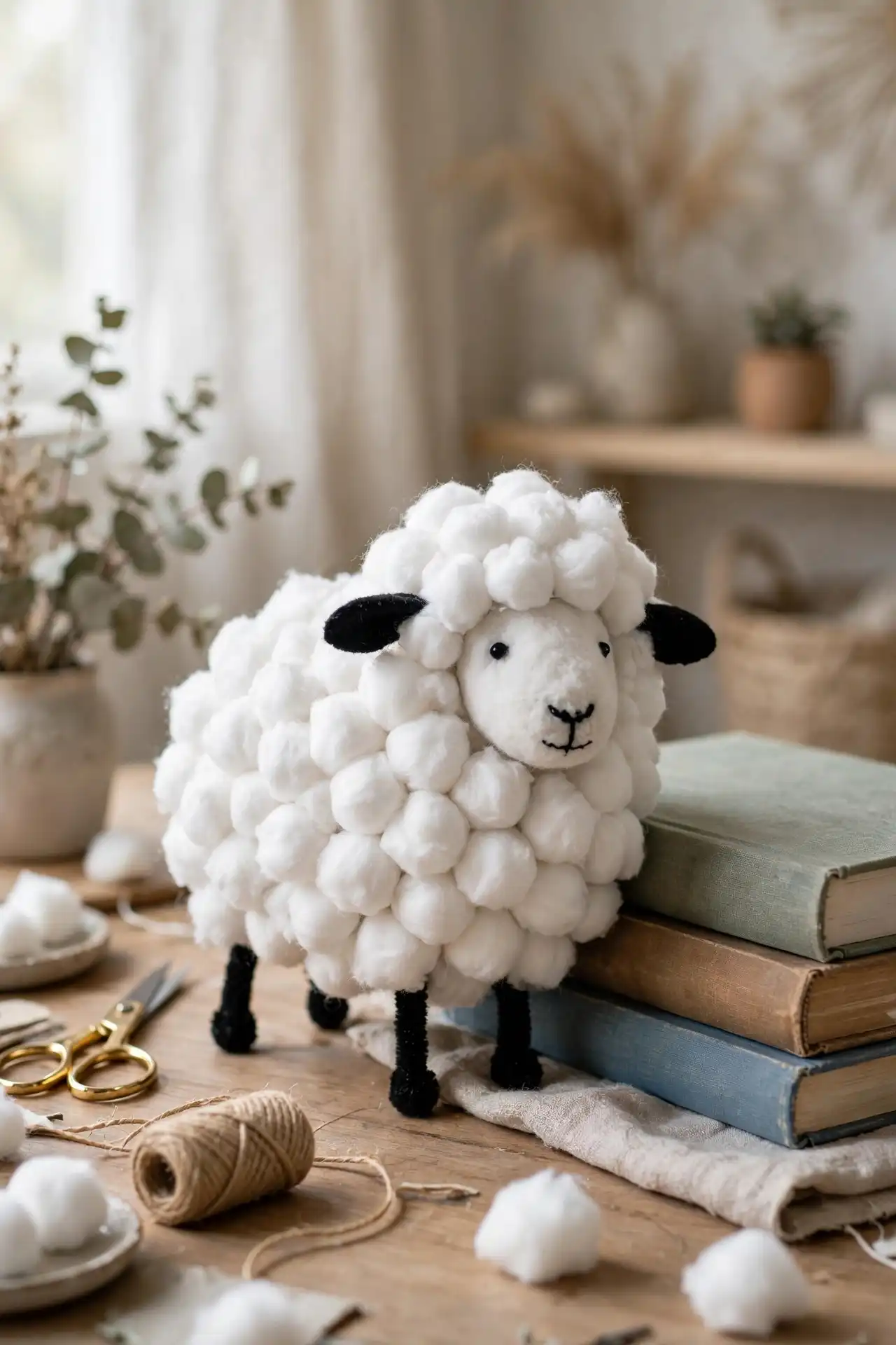 10. Cotton Ball Sheep Craft