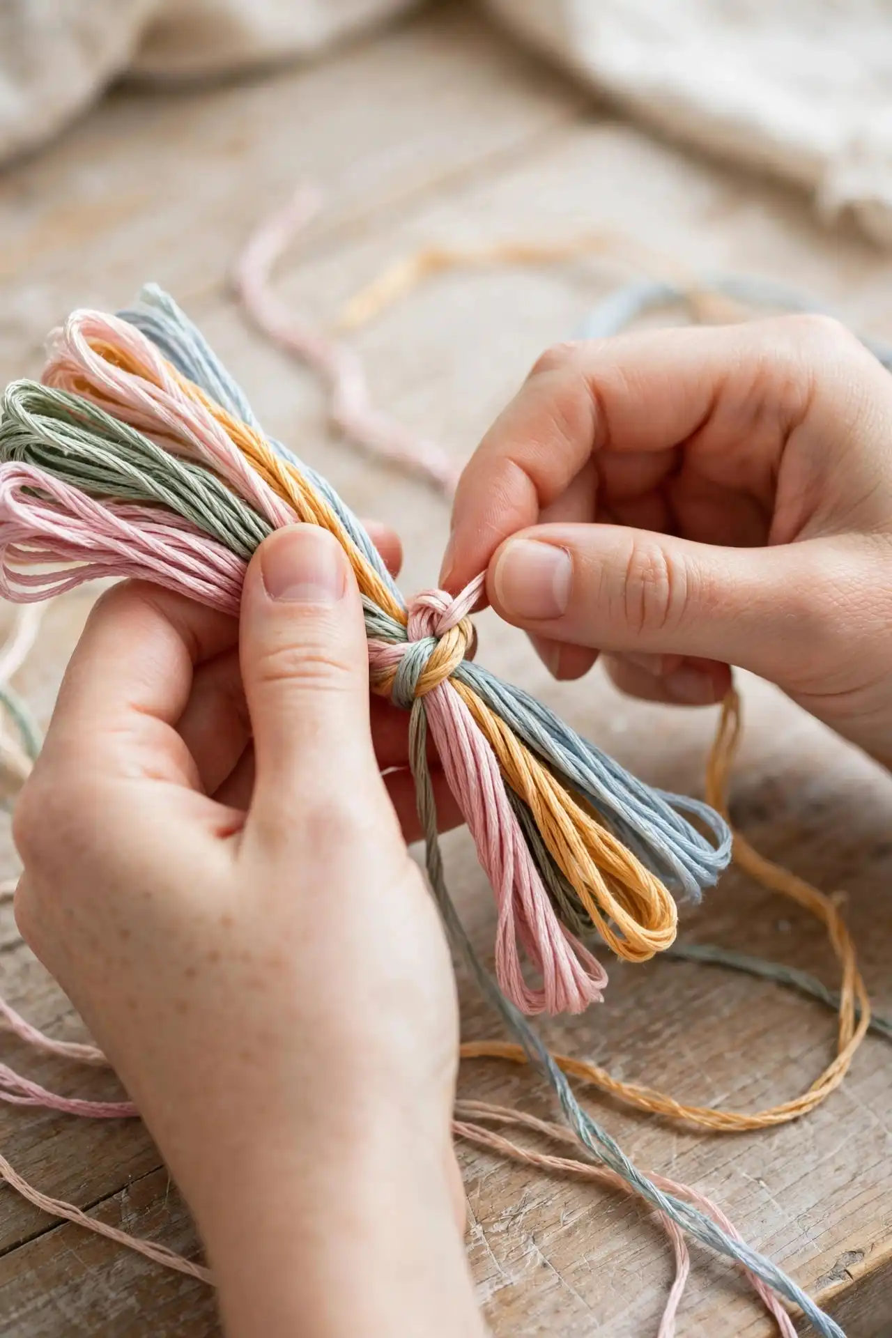 4. Tie an Overhand Knot to Bind the Strands