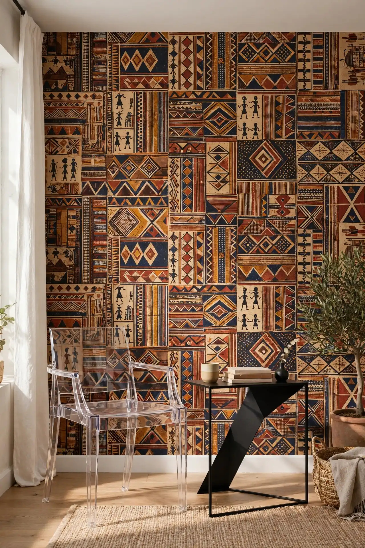 9. Pair Traditional Motifs with Modern Minimalist Furniture