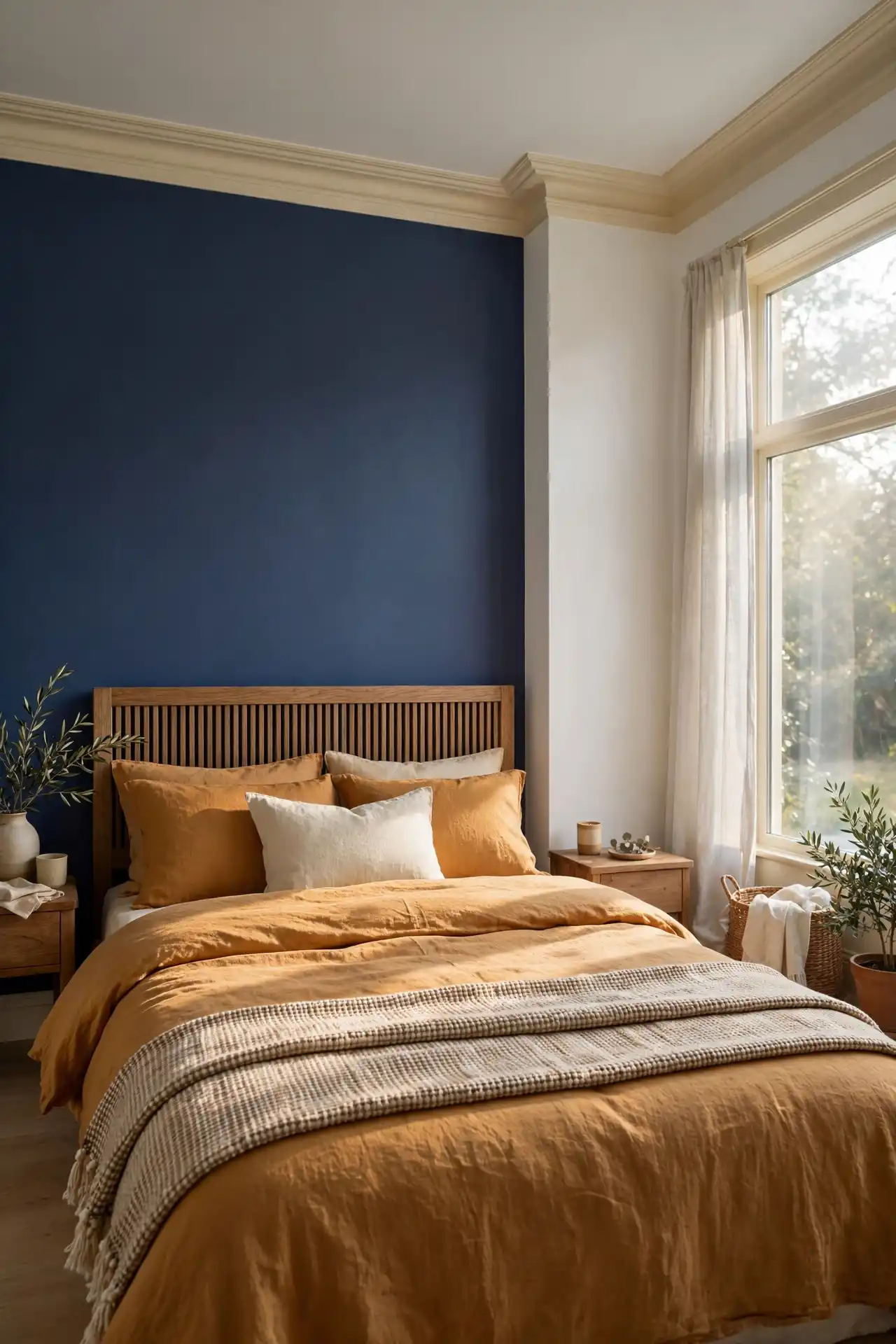 14 Afrocentric Color Palette Ideas for Every Room in Your Home 3 A Bedroom Palette That Leans on Deep Indigo and Warm Ochre for Rest