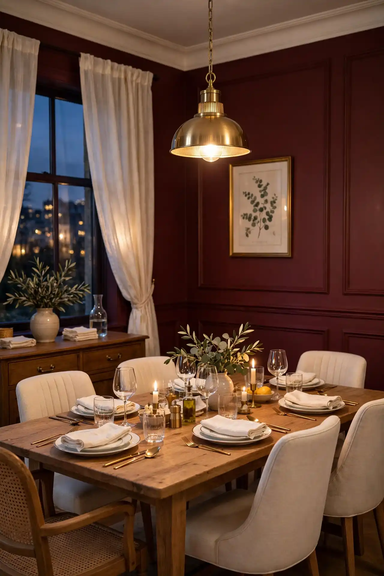 14 Afrocentric Color Palette Ideas for Every Room in Your Home 6 A Dining Room Palette That Uses Burgundy and Gold for Gathering