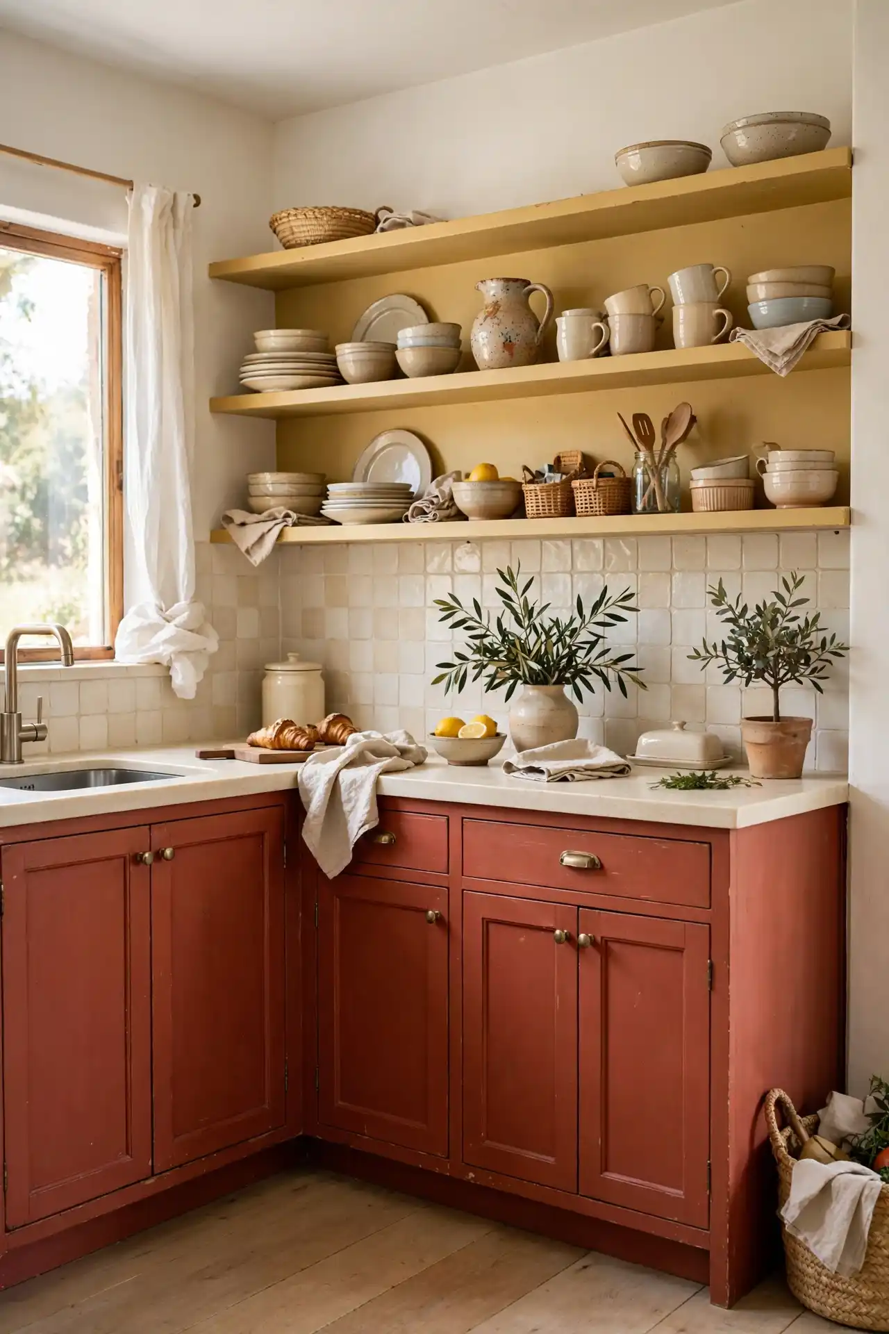 14 Afrocentric Color Palette Ideas for Every Room in Your Home 4 A Kitchen Palette That Pairs Clay Red with Mustard and Cream