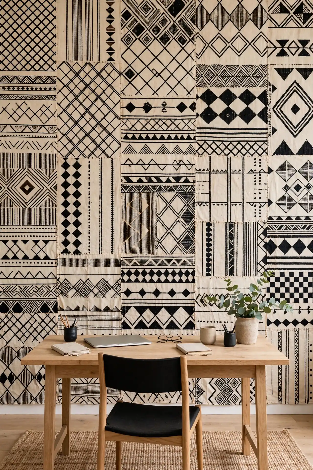 18 Mudcloth Decor Ideas for Every Room in the House 12 Accent wall panels