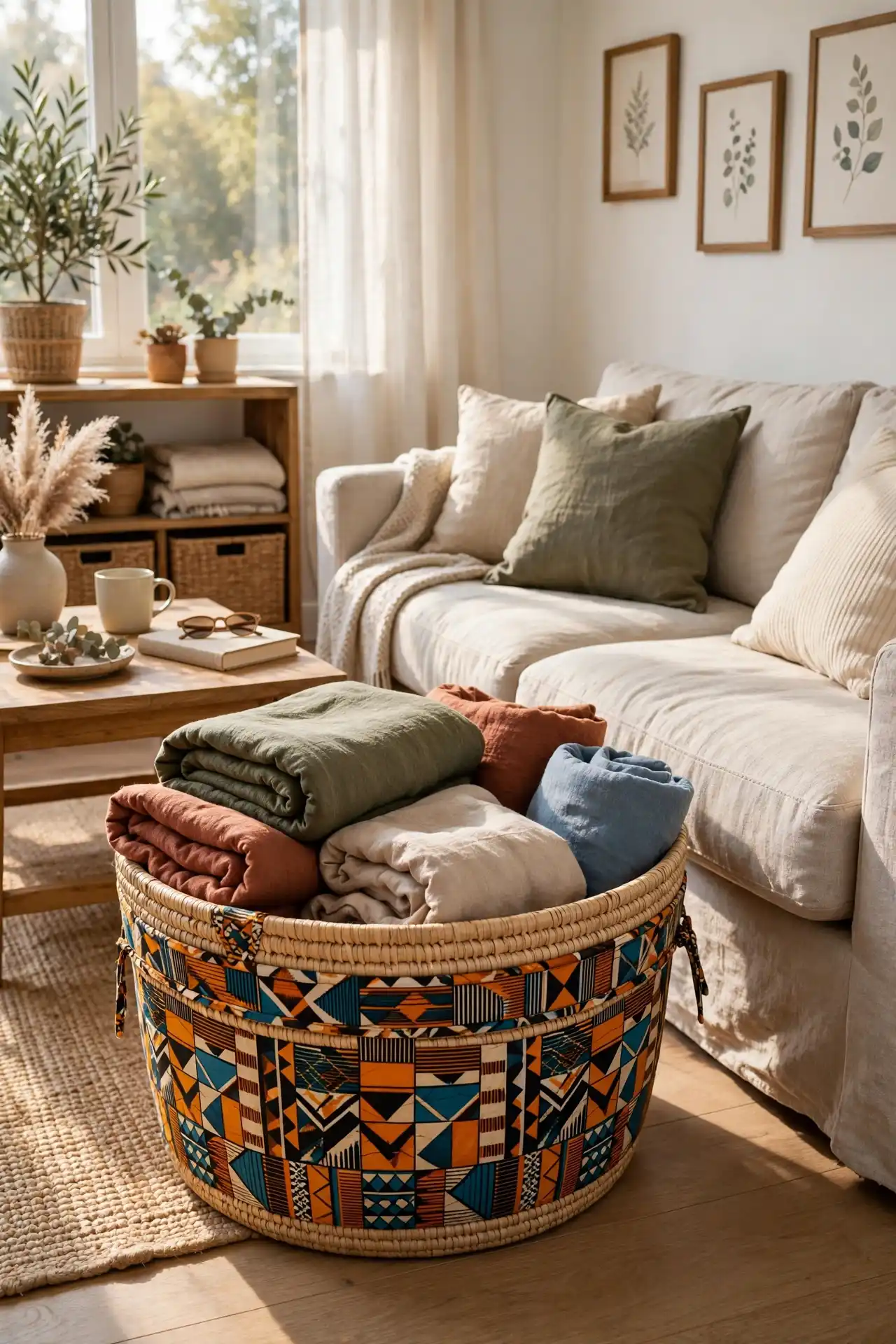 African Print Storage Basket