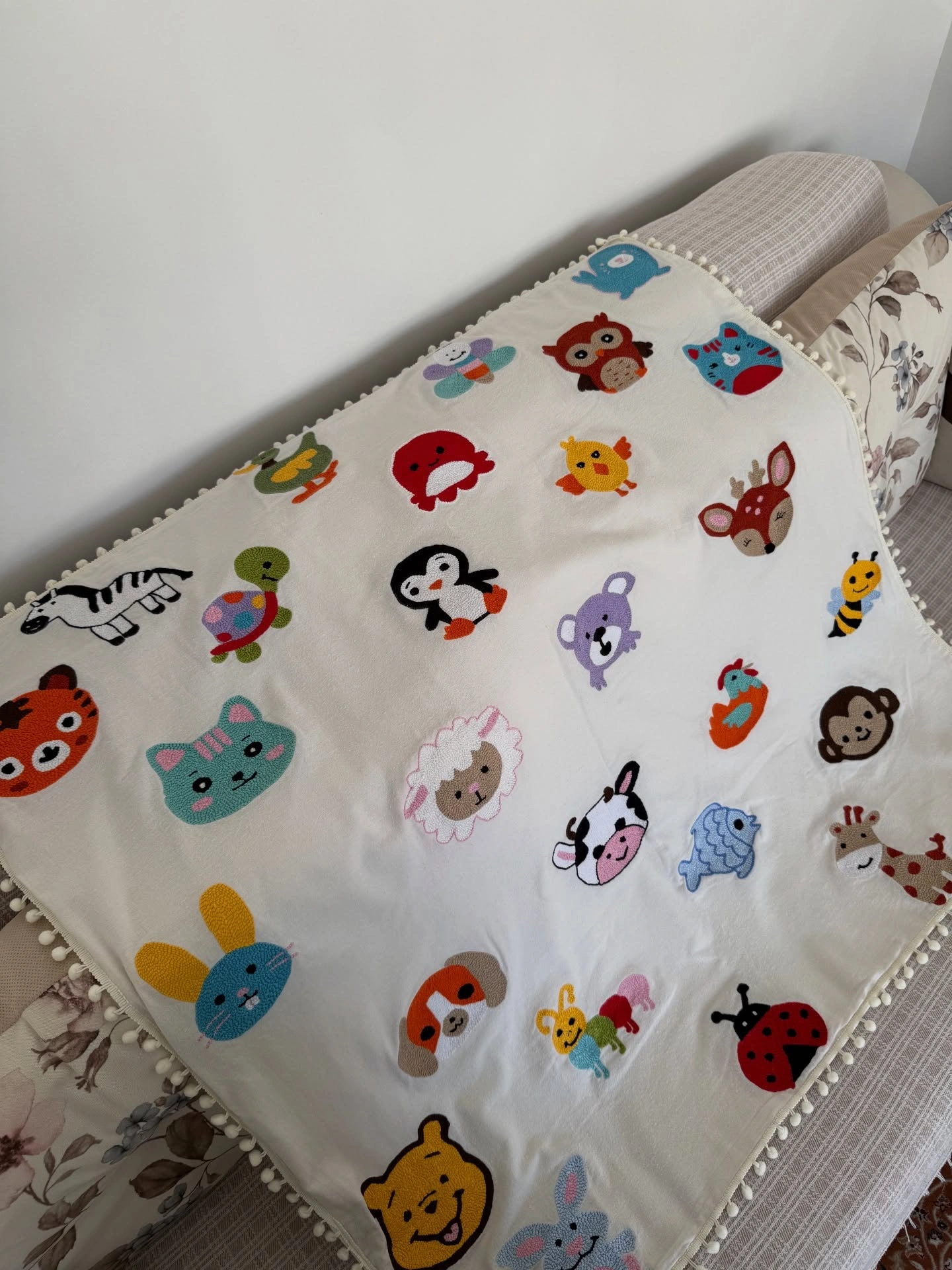 11 Punch Needle Nursery Decor Ideas You Can Make Before Baby Arrives 8 Animal Face Throw Blanket