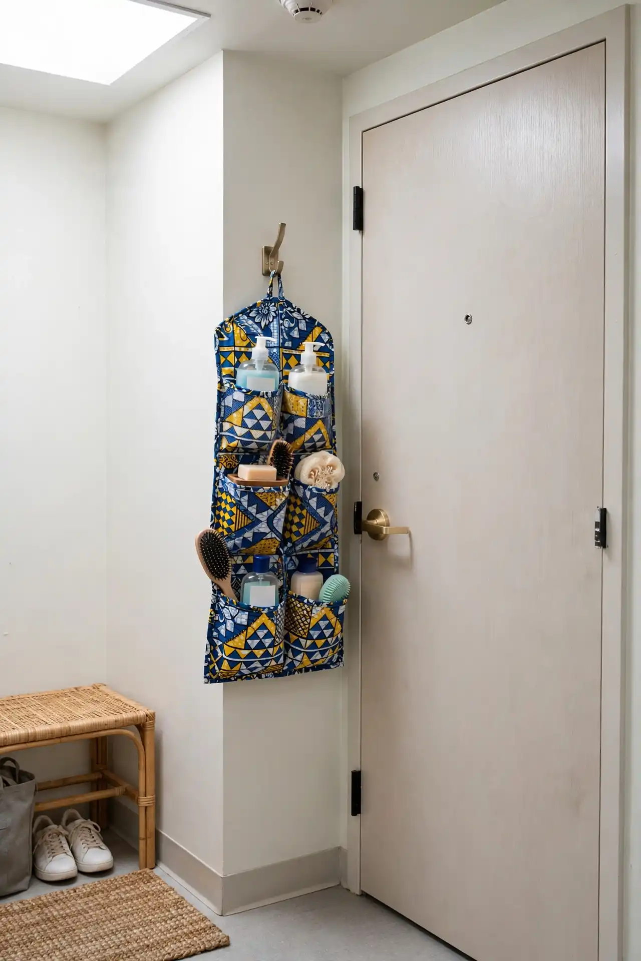 16 Afrocentric Back-to-School Dorm Decor Ideas for Move-In Day 7 Ankara Fabric Shower Caddy
