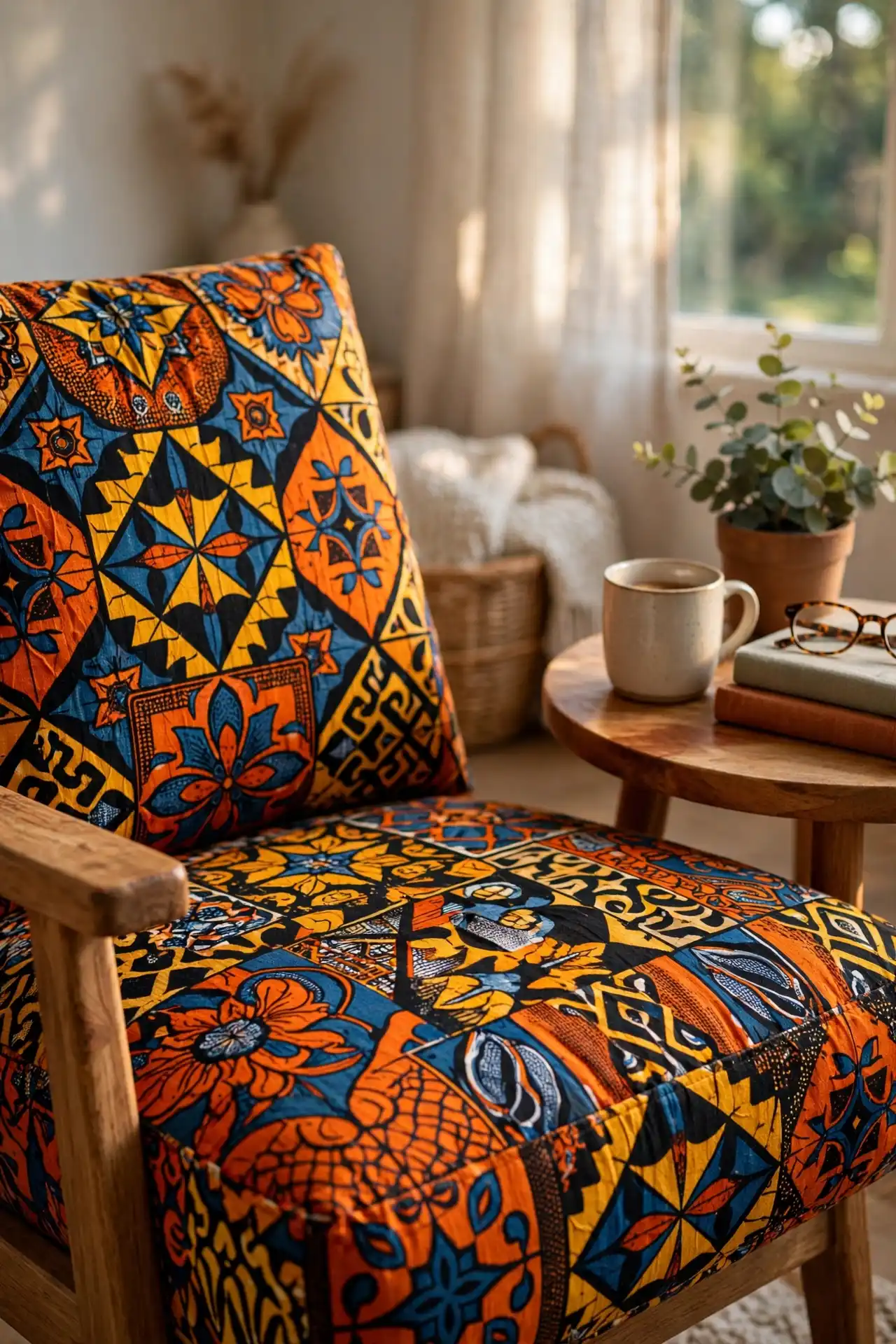 Ankara-print reading nook
