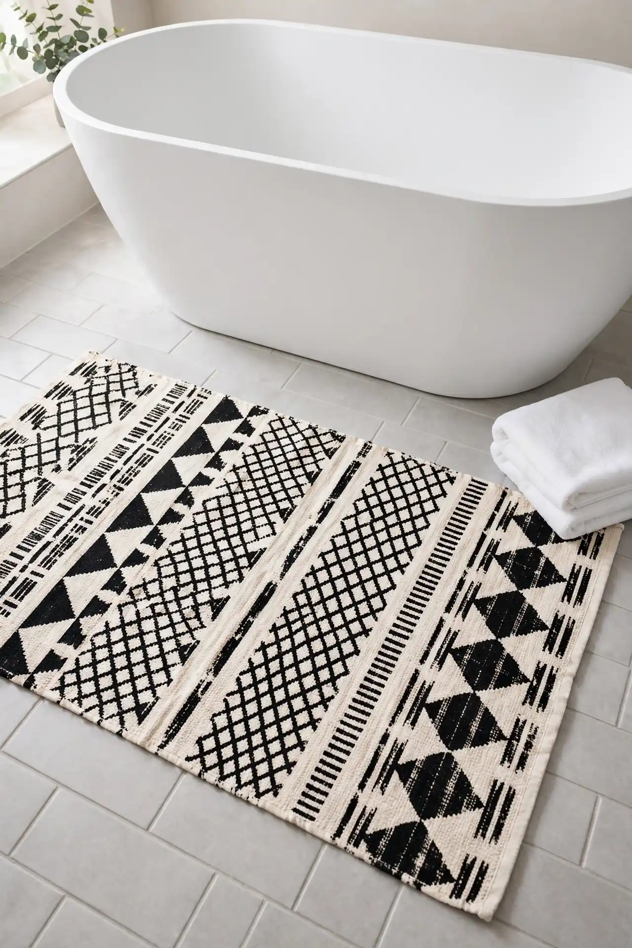 18 Mudcloth Decor Ideas for Every Room in the House 6 Bath rug