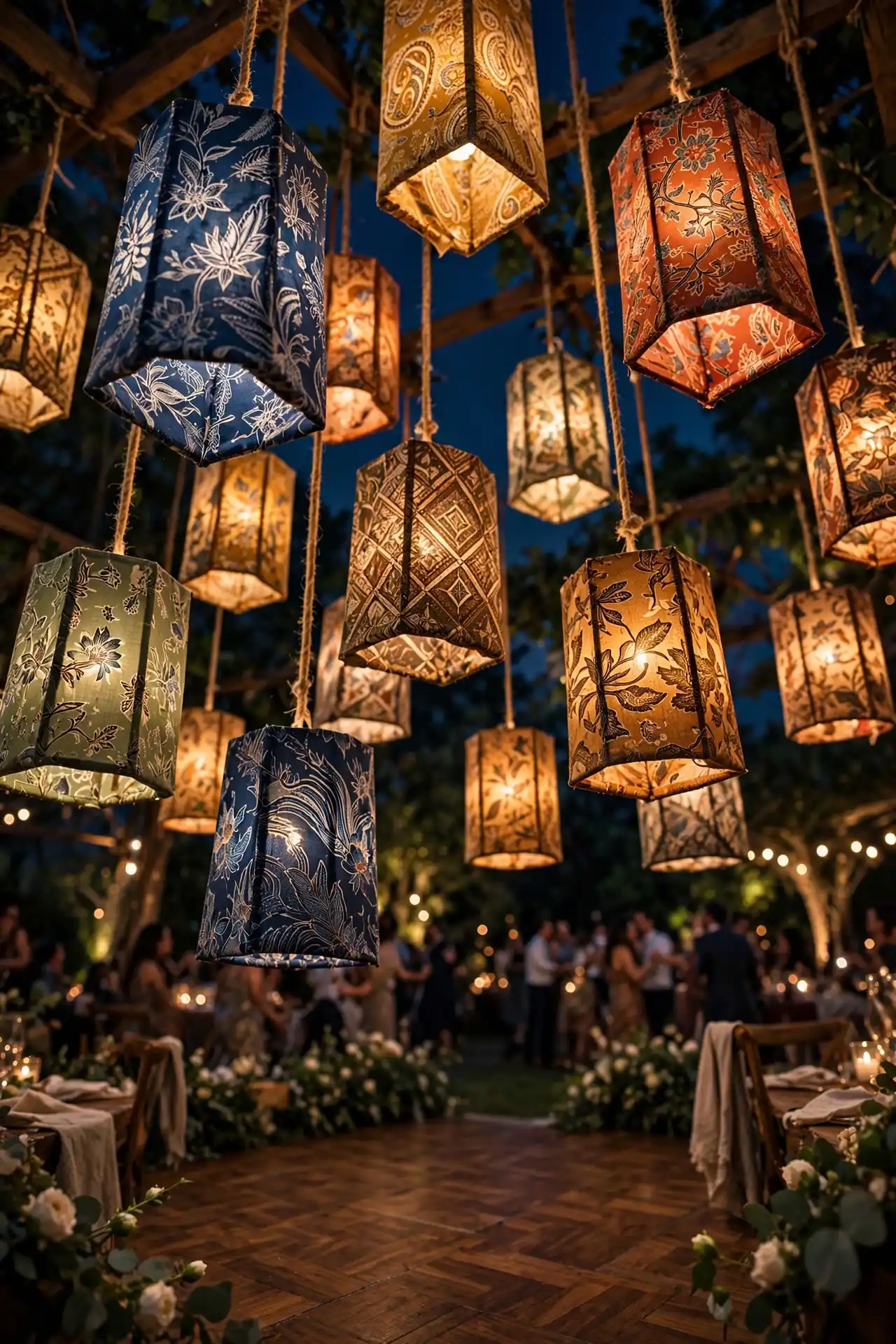 20 Afrocentric Wedding Decor Ideas for a Celebration Rooted in Heritage 14 Batik Fabric Lanterns for Warm, Low Light