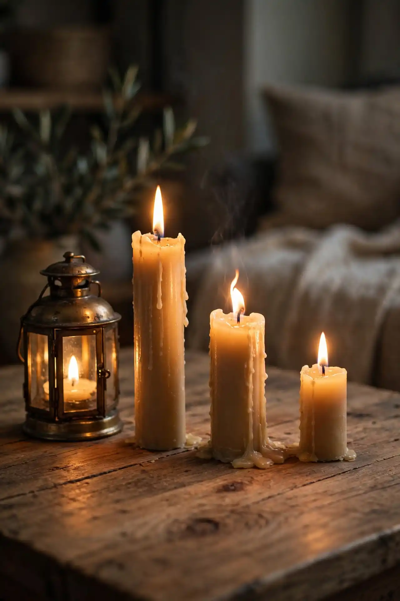 Candle and Lantern Coffee Table Display