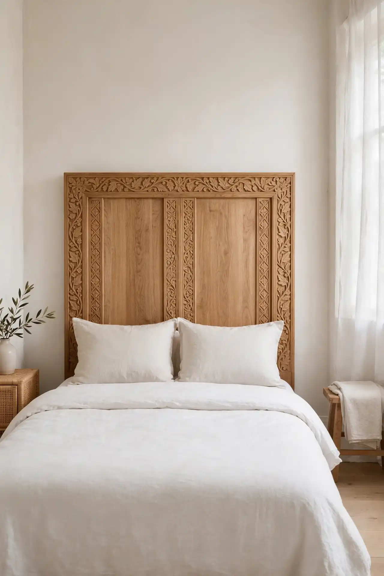 16 Small Afrocentric Bedroom Ideas That Don't Feel Overwhelming 12 Carved headboard