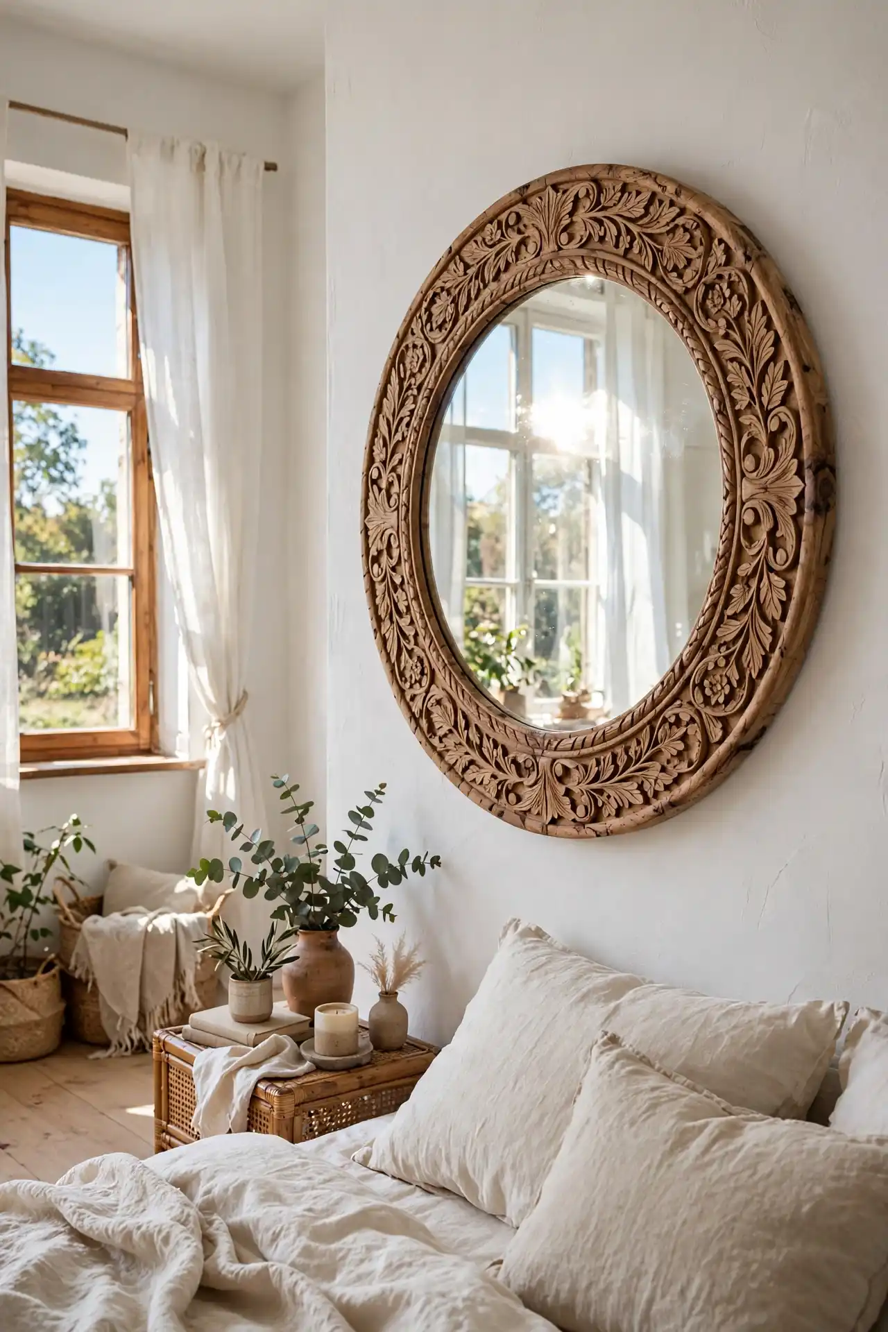 16 Small Afrocentric Bedroom Ideas That Don't Feel Overwhelming 14 Carved mirror
