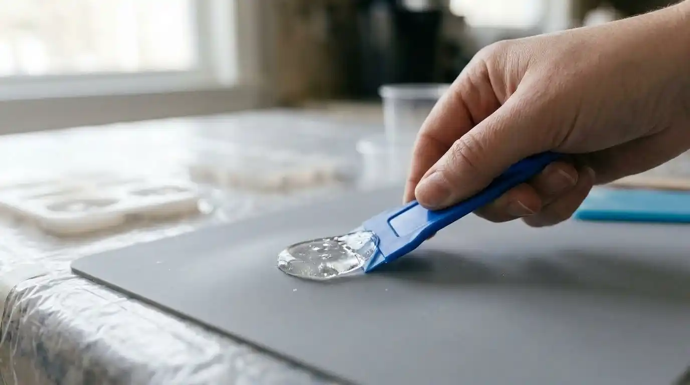 Clean up cured drips with a plastic scraper.