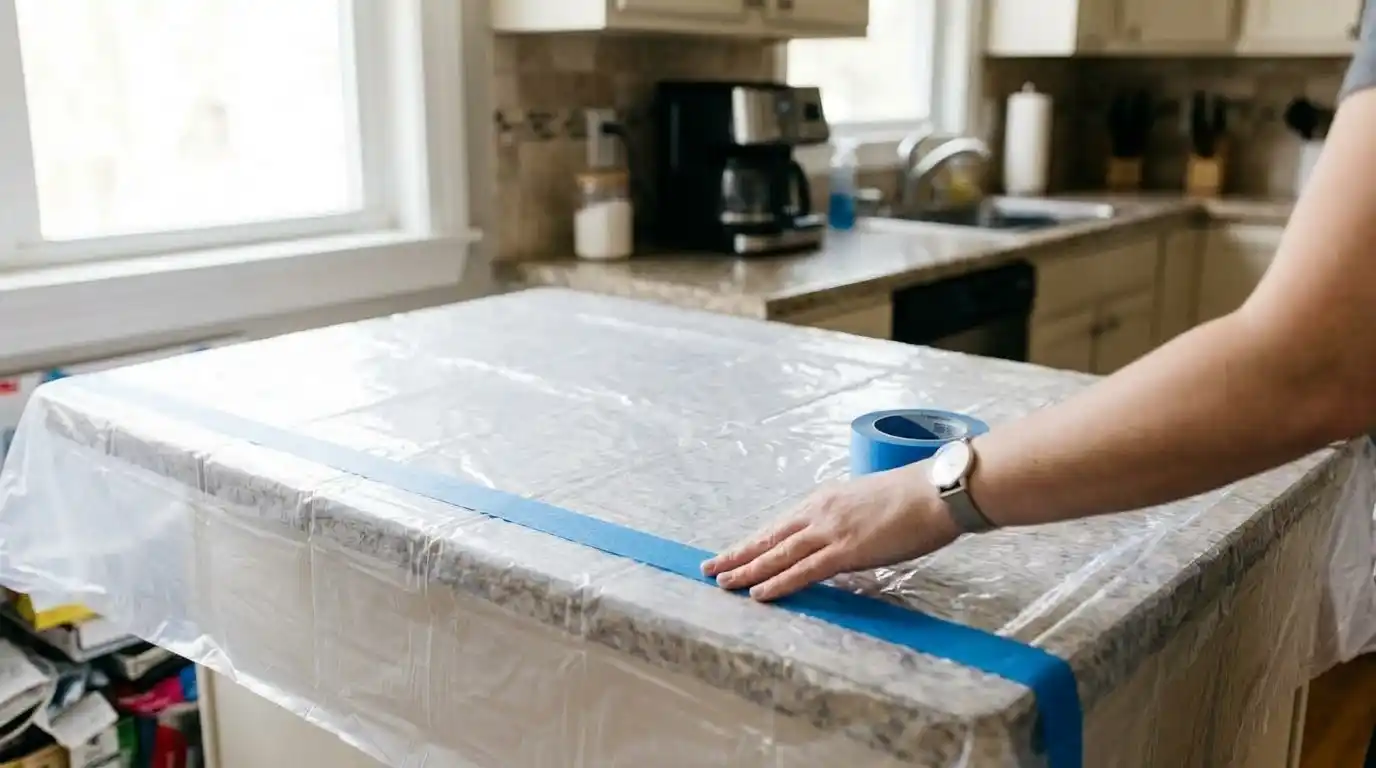 Clear and protect the counter surface completely.