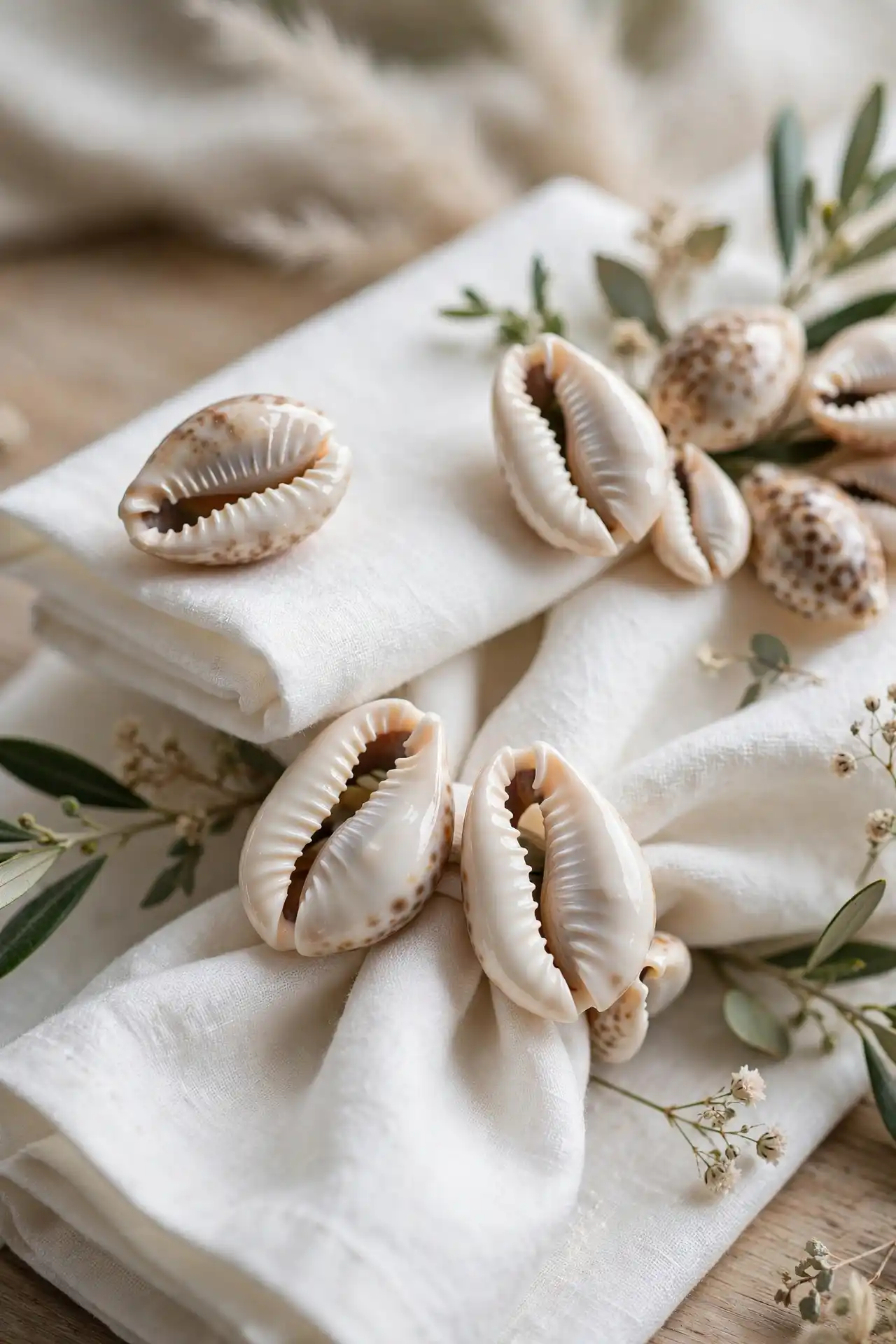 20 Afrocentric Wedding Decor Ideas for a Celebration Rooted in Heritage 7 Cowrie Shell Place Cards and Napkin Rings