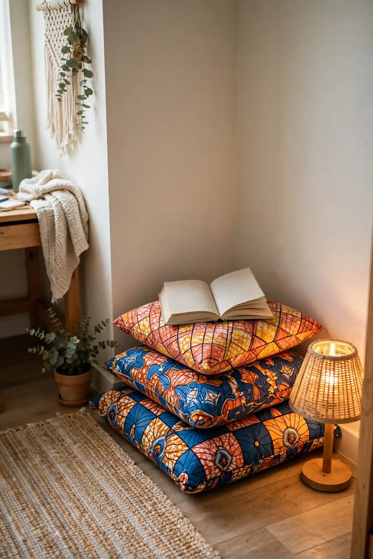 20 HBCU Dorm Room Decor Ideas That Go Beyond the Basics 6 Create a Reading Nook With Ankara Floor Cushions