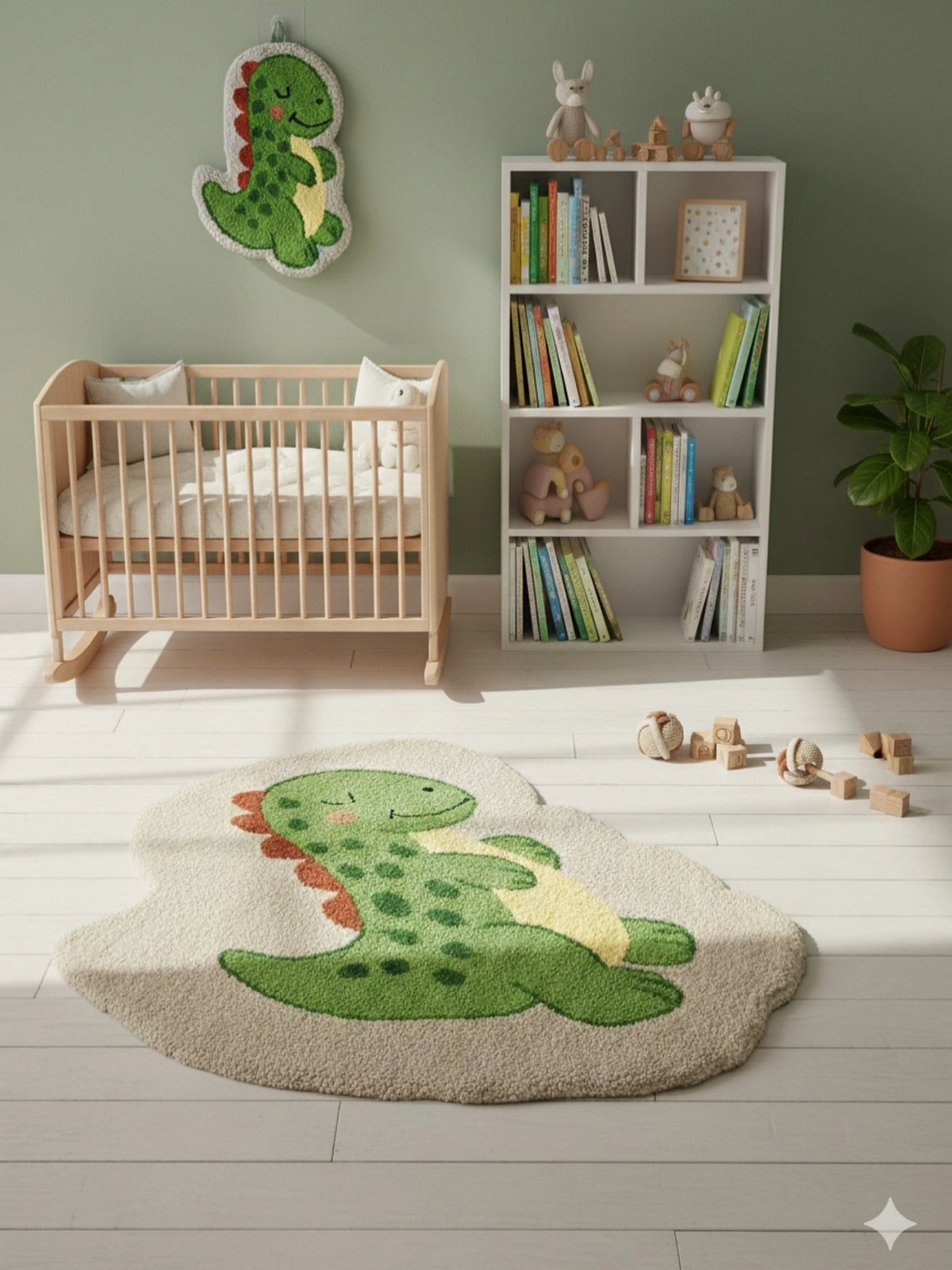 11 Punch Needle Nursery Decor Ideas You Can Make Before Baby Arrives 7 Dinosaur Rug and Wall Hanging Set