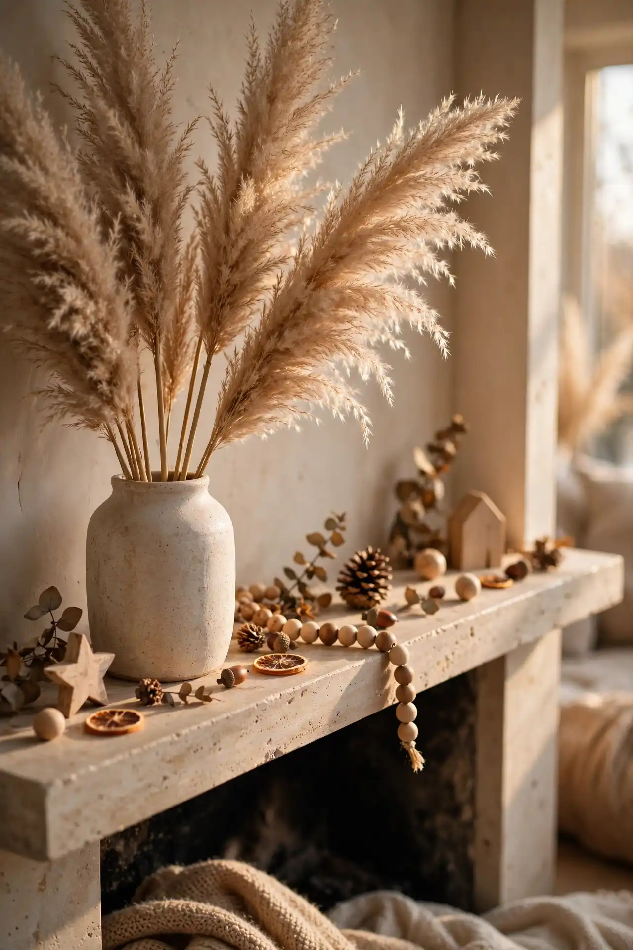 Dried Grasses Mantel Styling