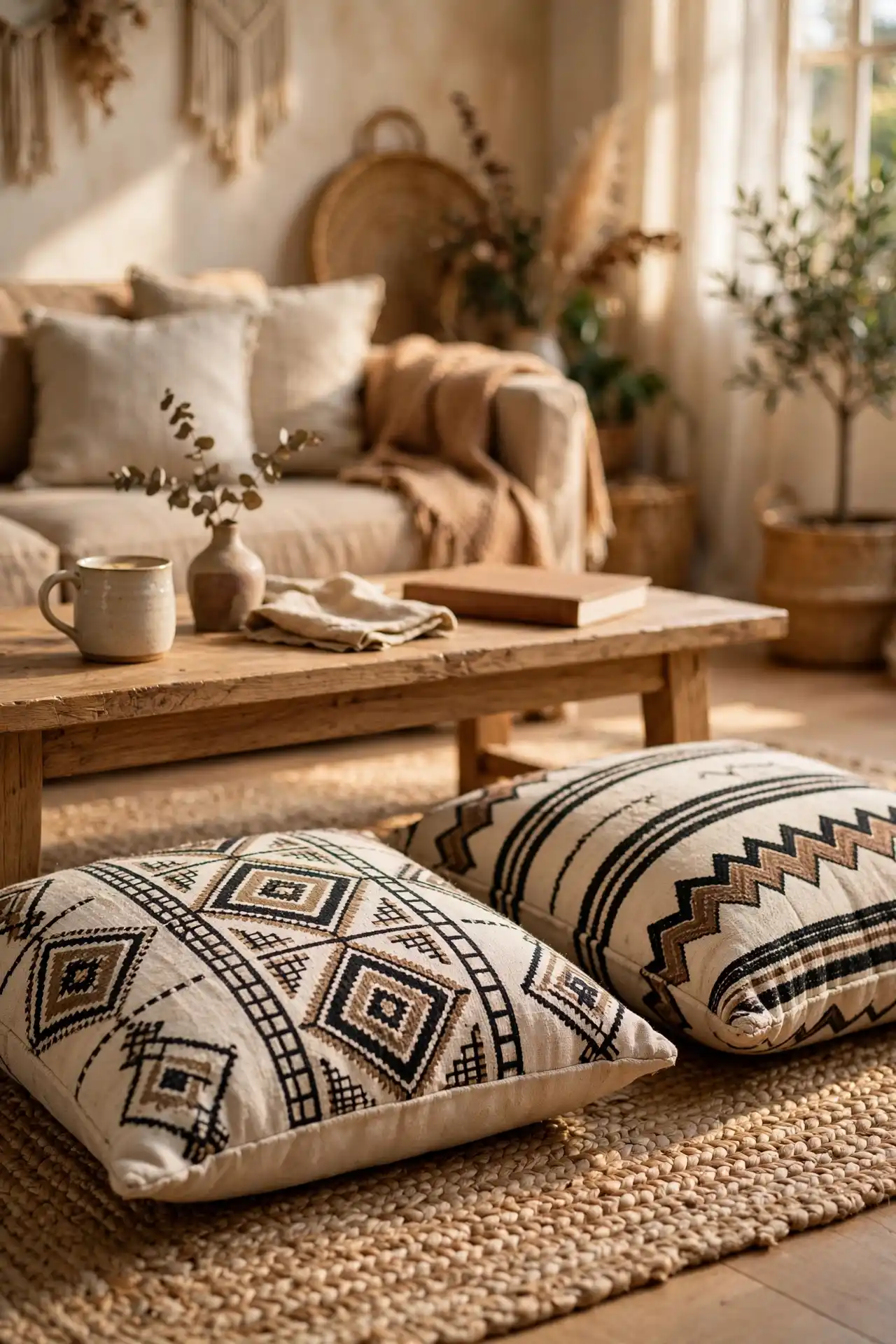 24 Afro Boho Living Room Ideas You Need to Try 13 Floor Cushions