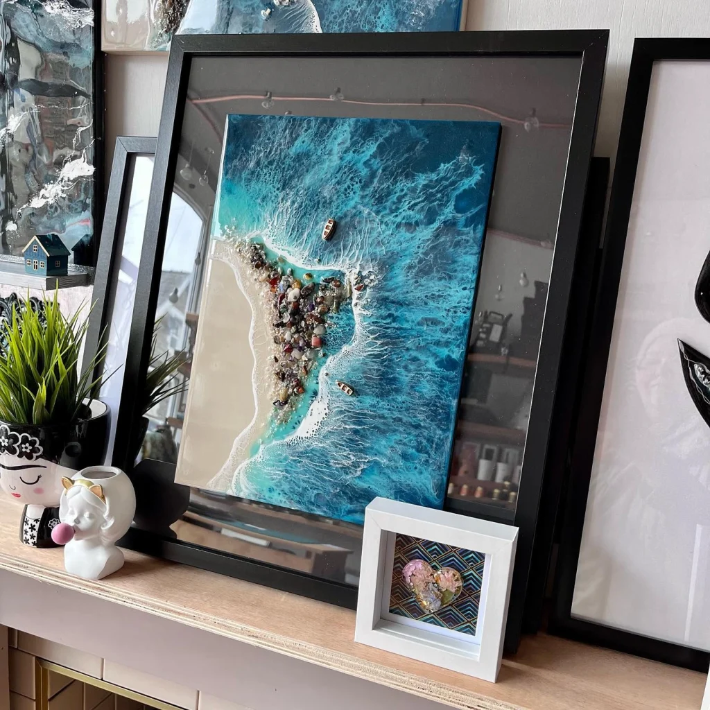 Framed Ocean Resin Art