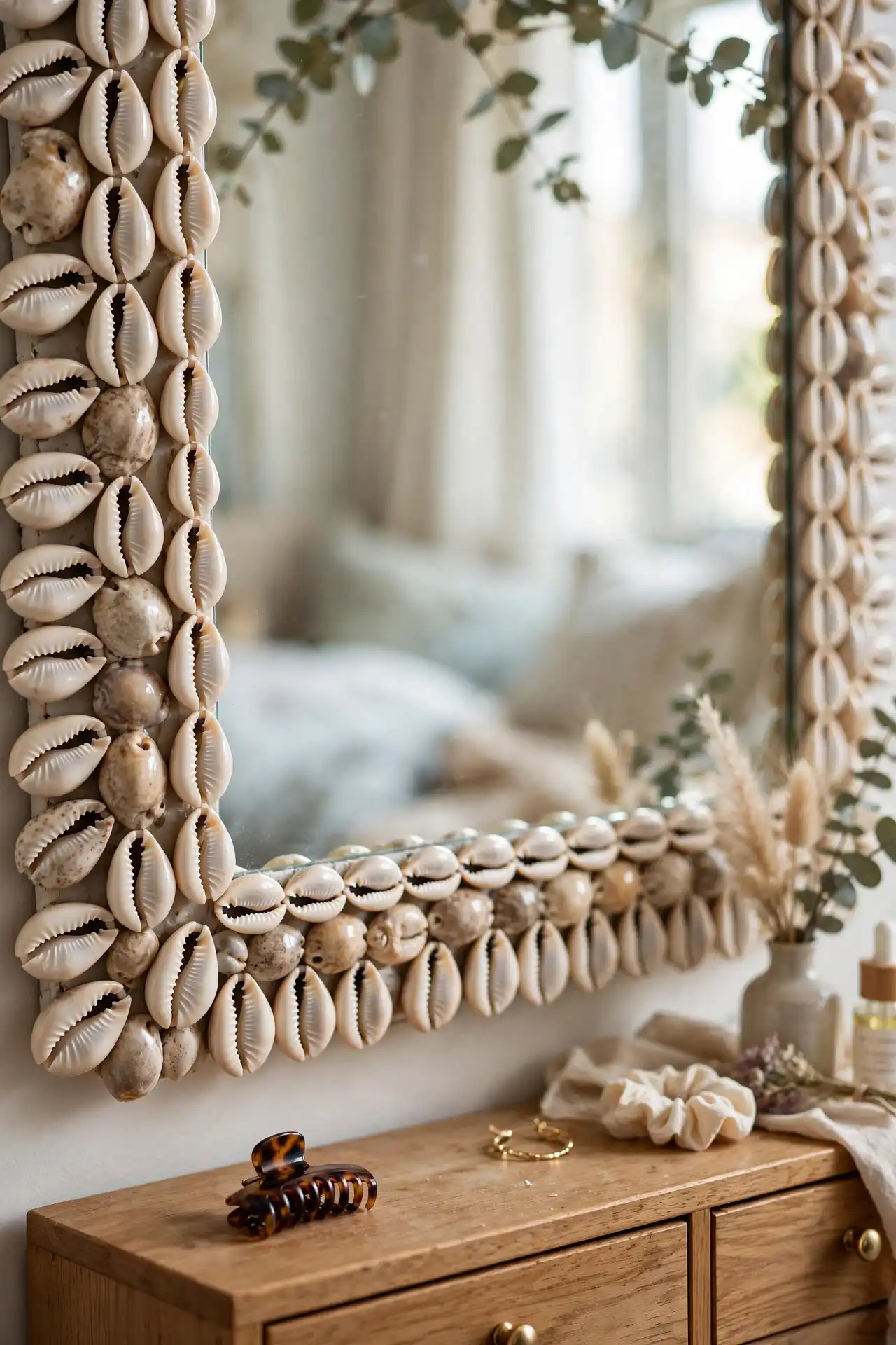 20 HBCU Dorm Room Decor Ideas That Go Beyond the Basics 21 Give Your Mirror Frame a Cowrie Shell Border Upgrade