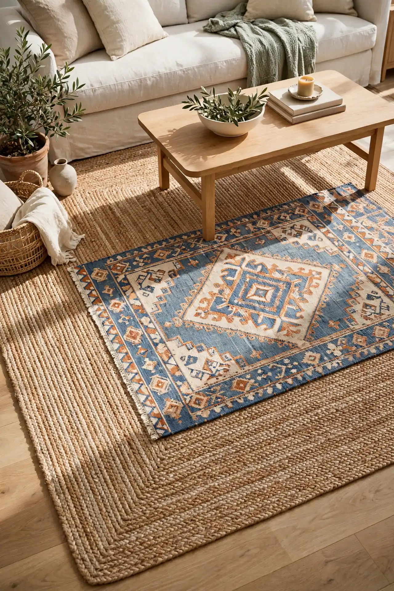 24 Afro Boho Living Room Ideas You Need to Try 6 Jute Rug Layering