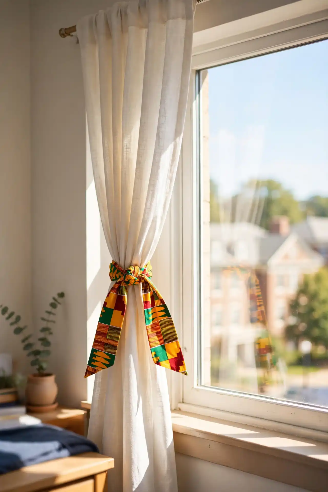 16 Afrocentric Back-to-School Dorm Decor Ideas for Move-In Day 16 Kente Ribbon Curtain Tiebacks