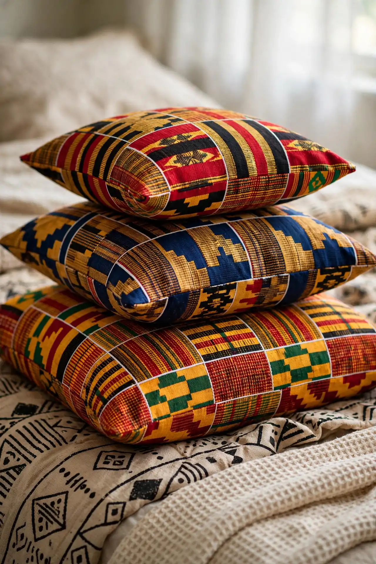 16 Afrocentric Back-to-School Dorm Decor Ideas for Move-In Day 4 Kente Throw Pillows