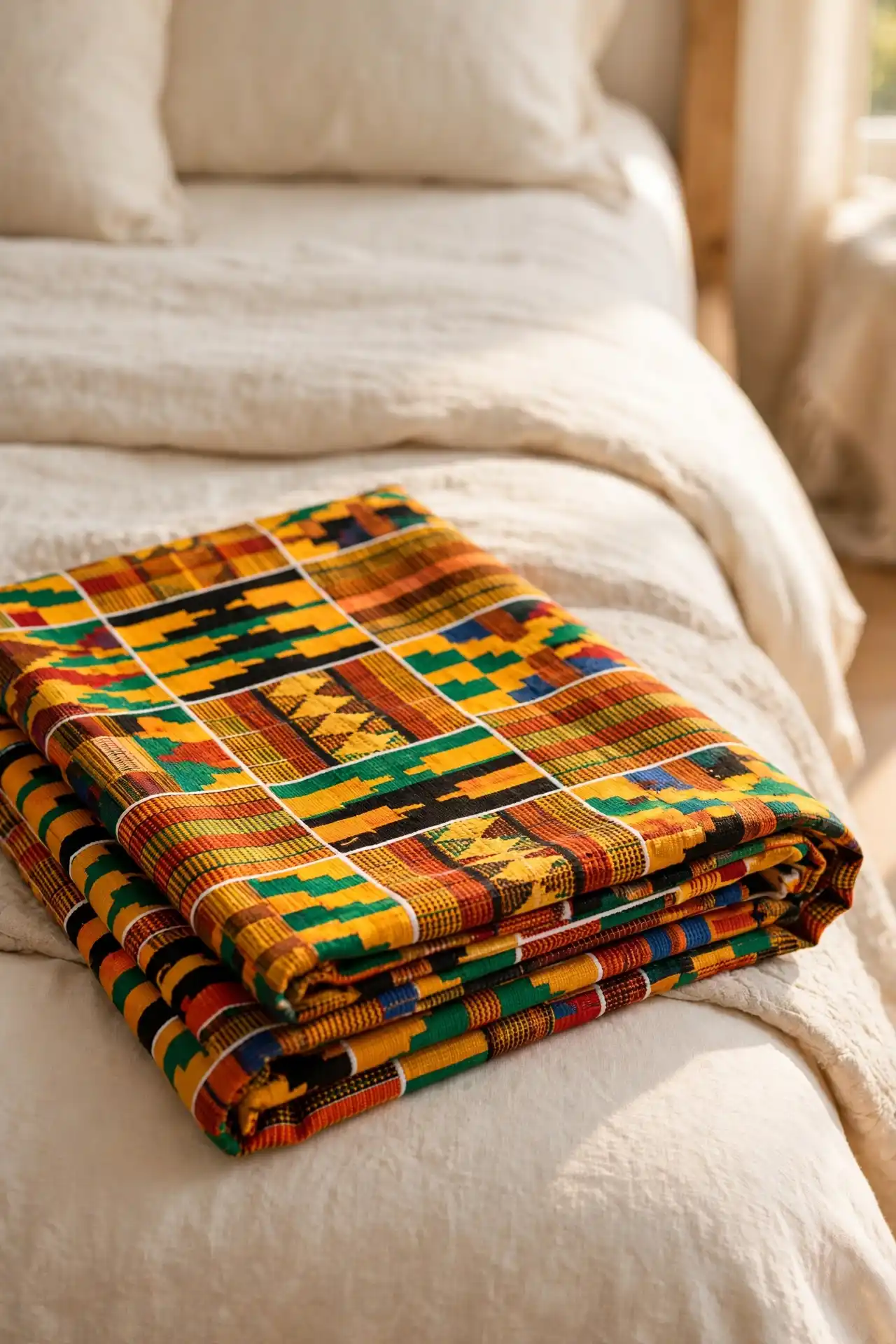 16 Small Afrocentric Bedroom Ideas That Don't Feel Overwhelming 13 Kente throw
