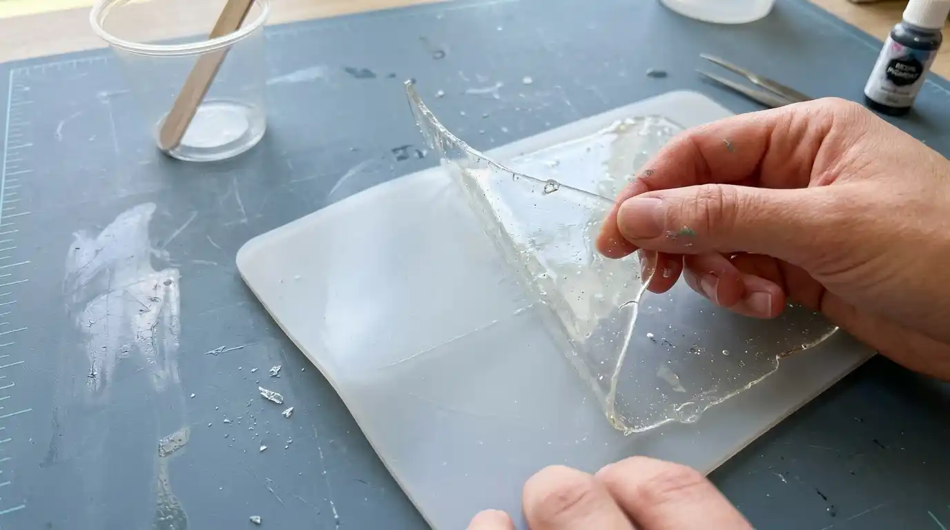 peeling dry resin from silicone mat