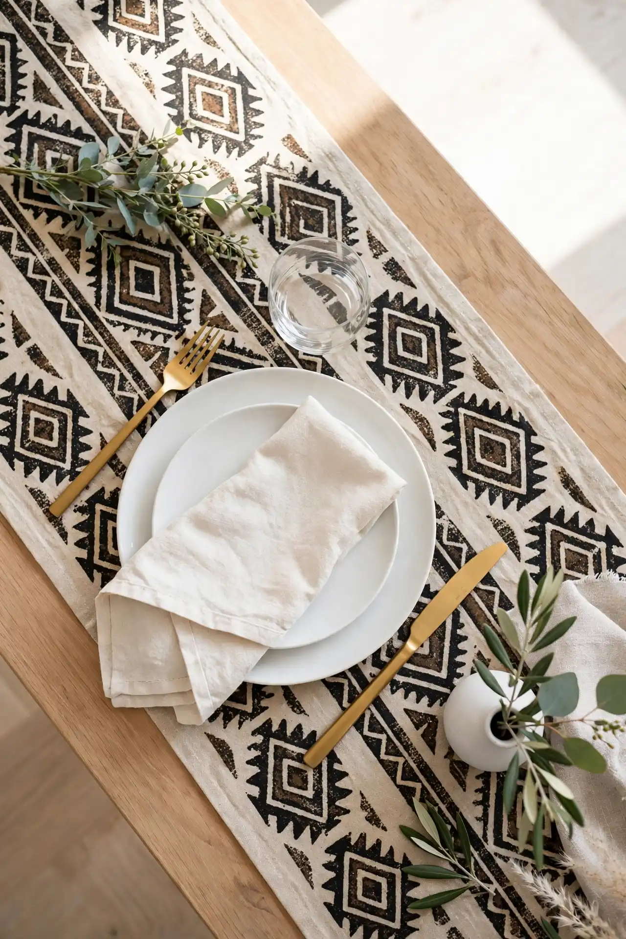 20 Afrocentric Wedding Decor Ideas for a Celebration Rooted in Heritage 6 Layer Mud Cloth Runners Under Modern Place Settings