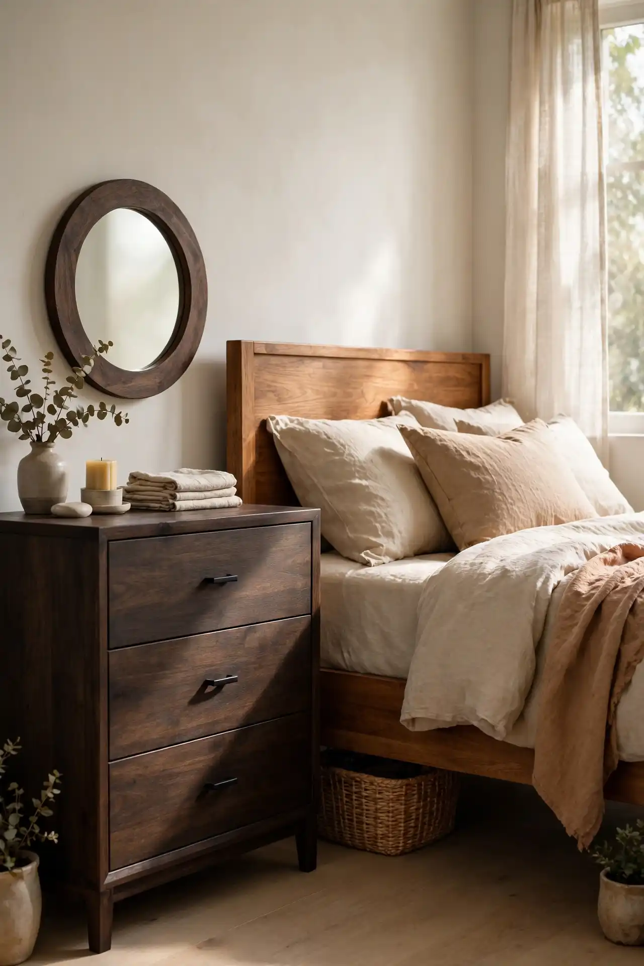 16 Small Afrocentric Bedroom Ideas That Don't Feel Overwhelming 9 Mixed wood tones