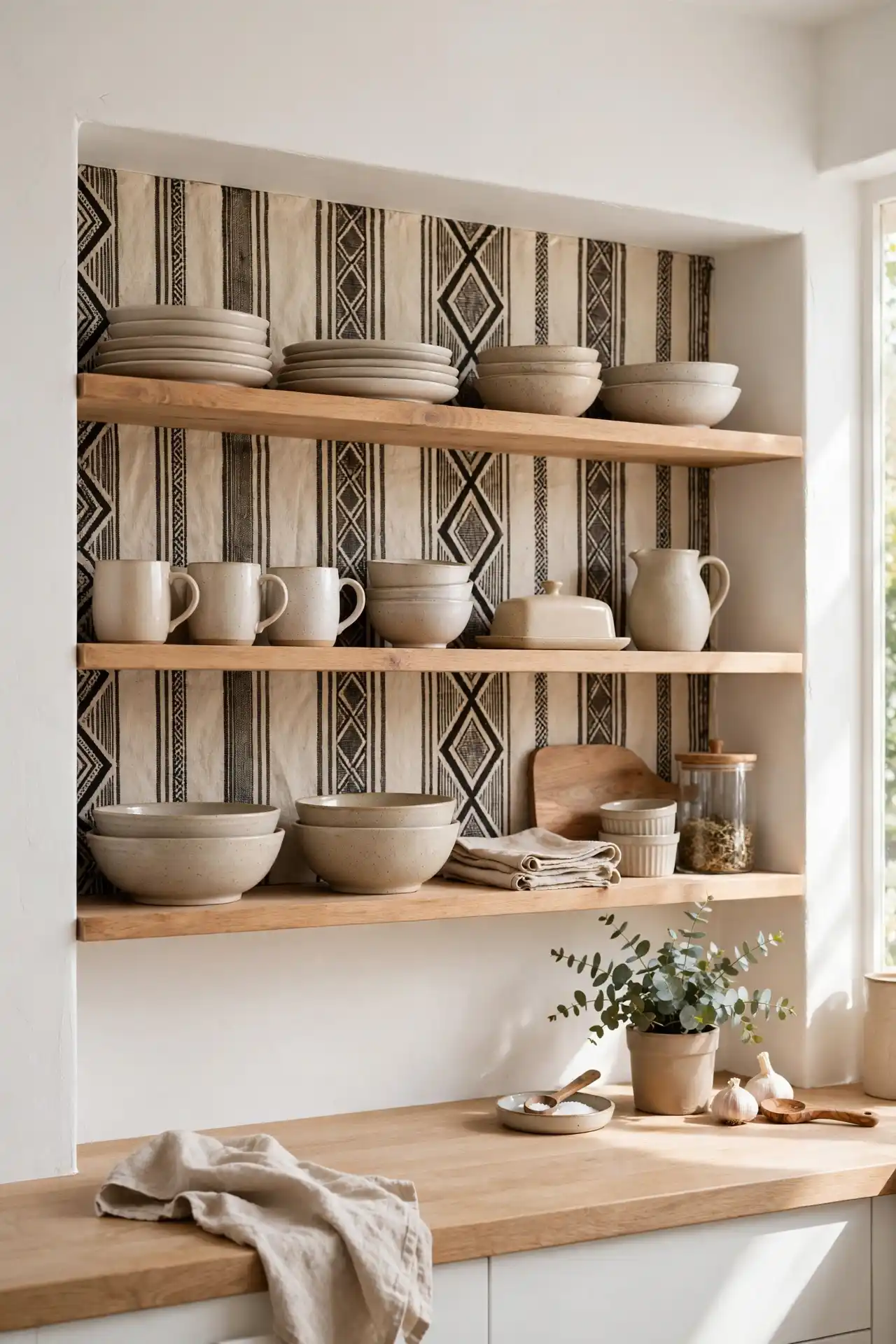 18 Mudcloth Decor Ideas for Every Room in the House 13 Shelf backing