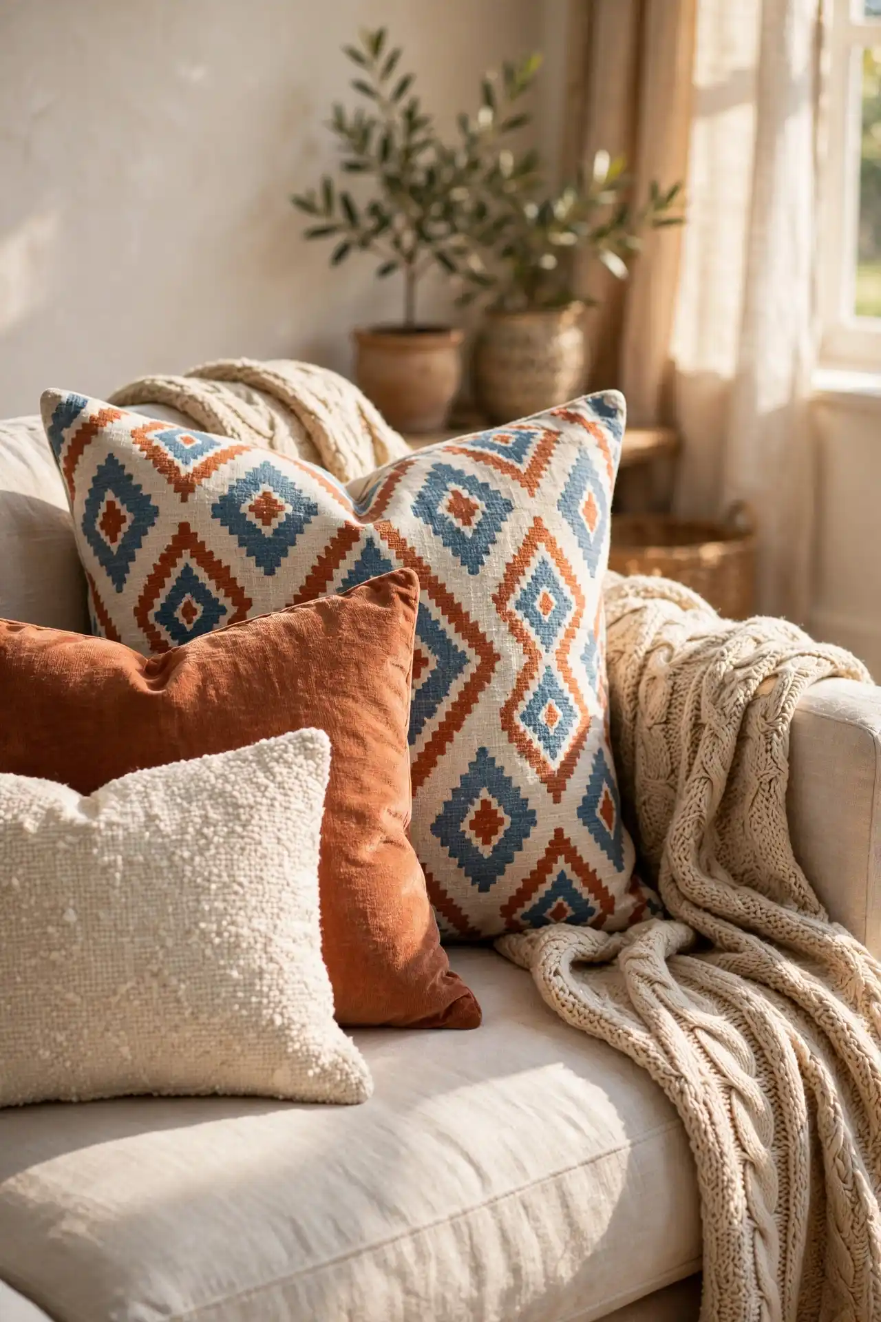 24 Afro Boho Living Room Ideas You Need to Try 17 Sofa Layering