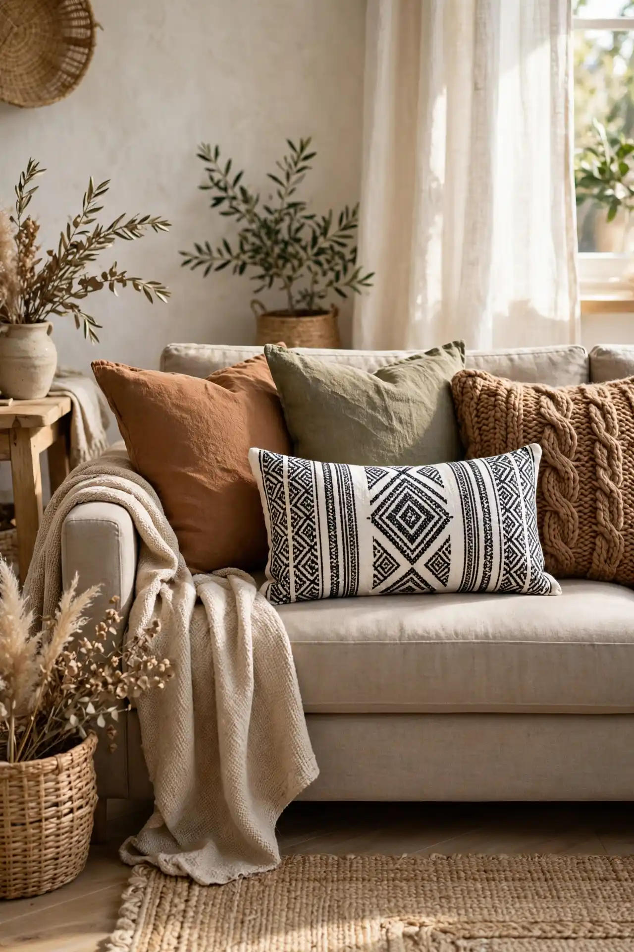 Step #4 Layer textiles that prioritize texture over busy patterns