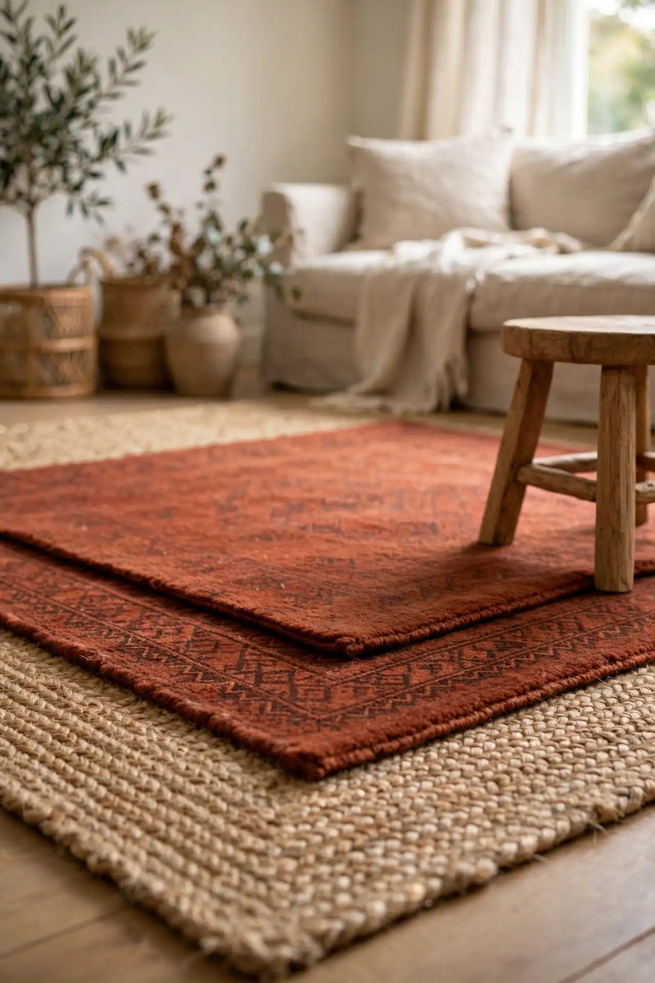 Terracotta Wool Rug Layer