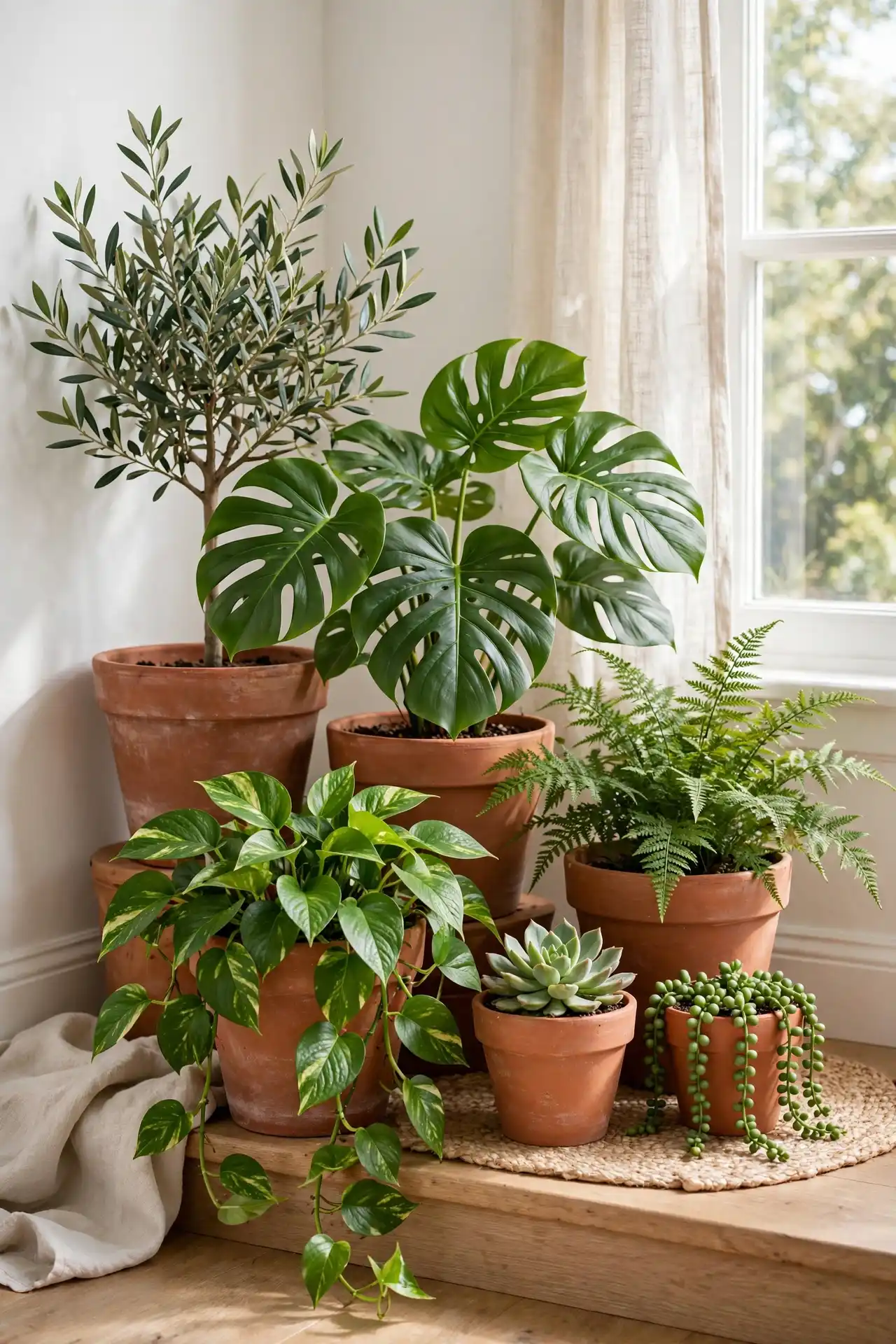 Terracotta pot plant corner