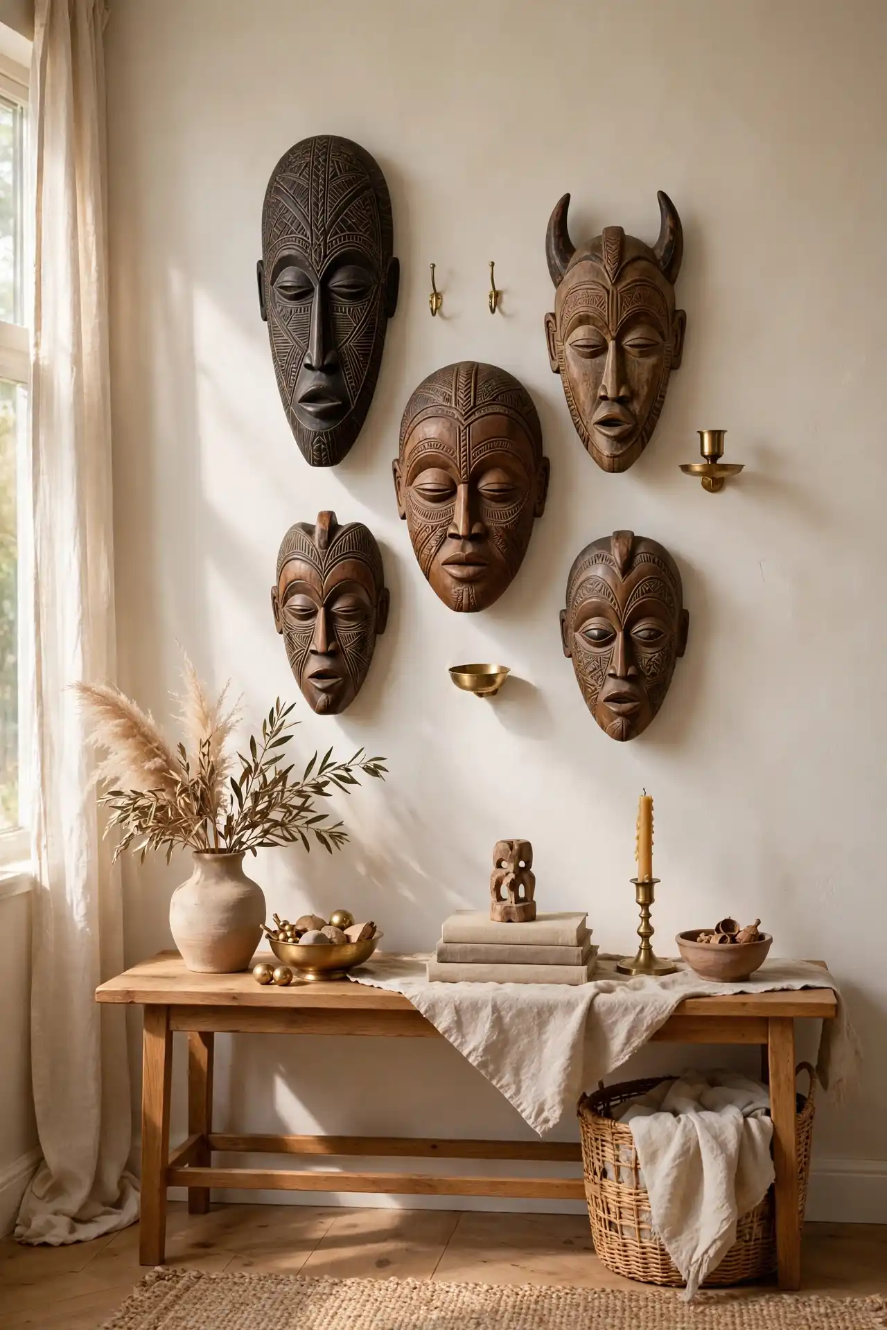 Wood Mask Gallery Wall