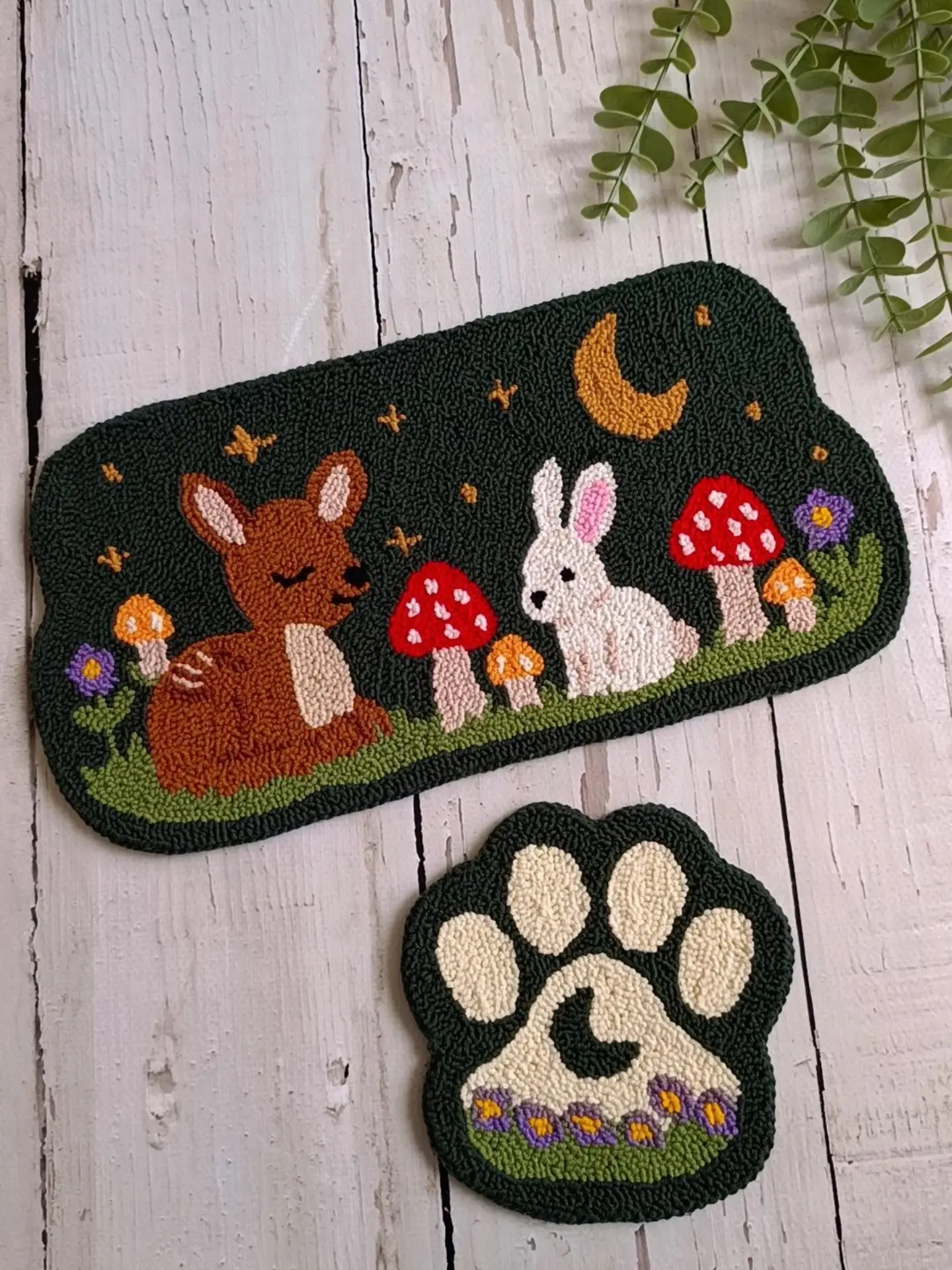 11 Punch Needle Nursery Decor Ideas You Can Make Before Baby Arrives 10 Woodland Night Scene Mat