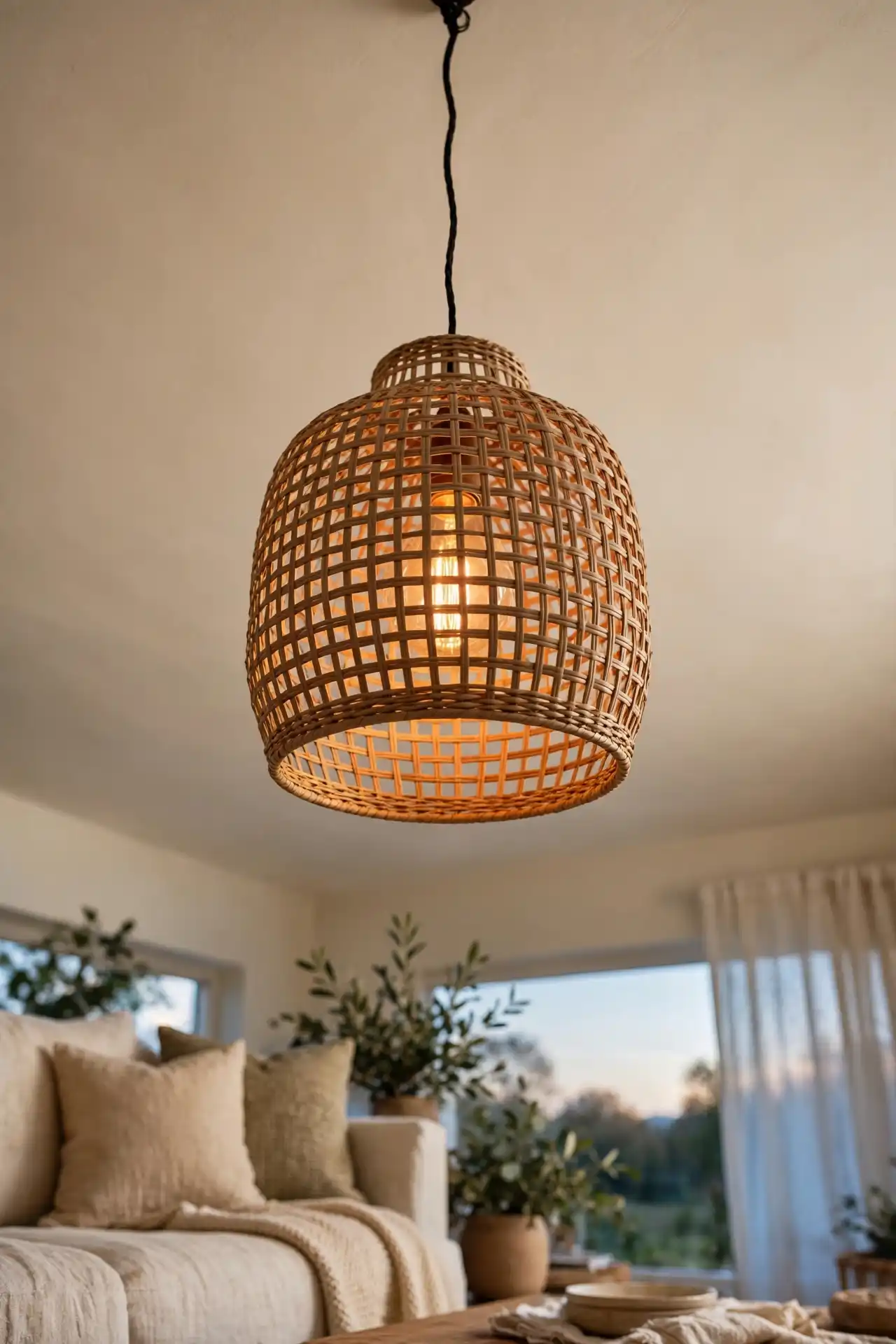 24 Afro Boho Living Room Ideas You Need to Try 23 Woven Ceiling Fixture