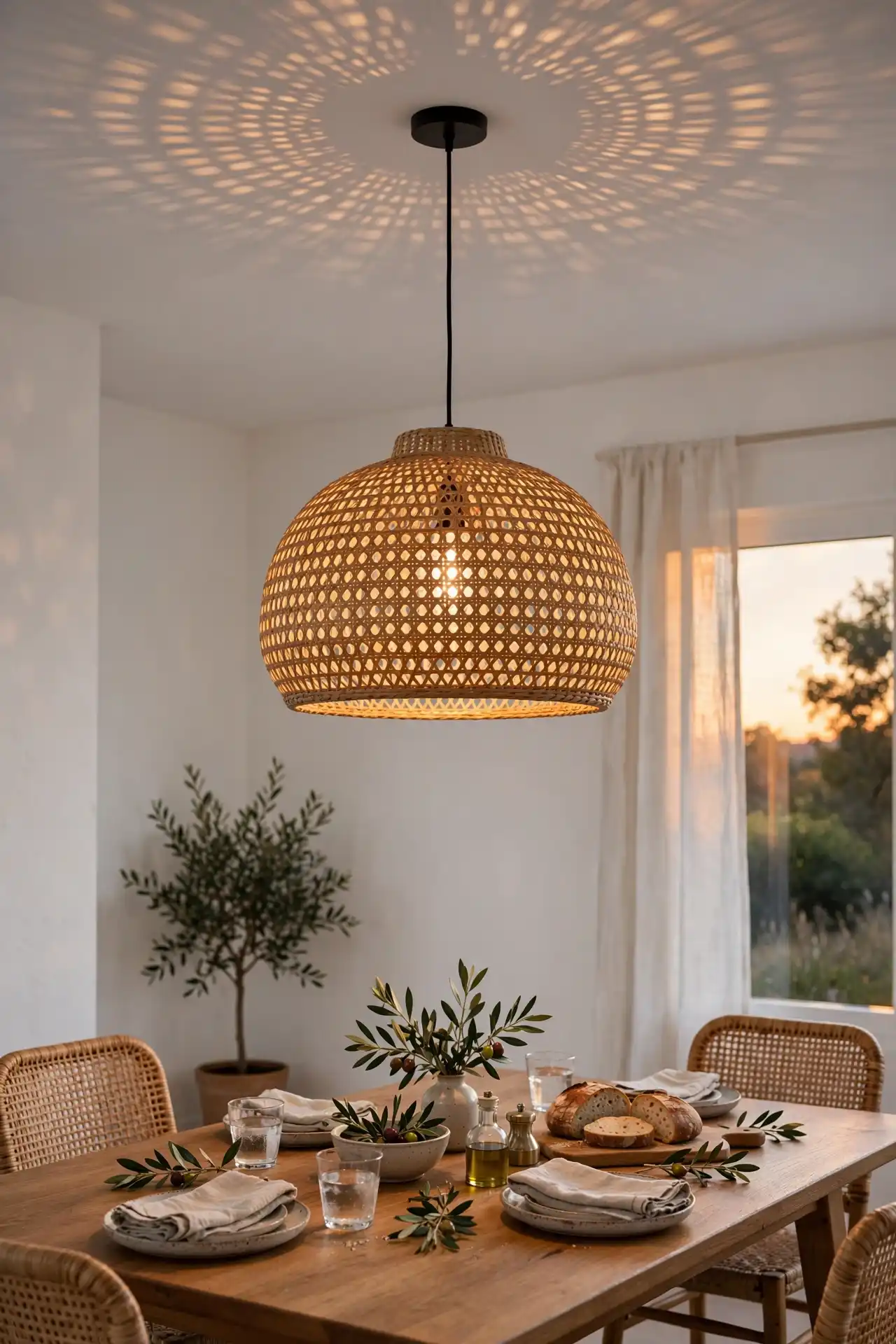 Woven pendant light