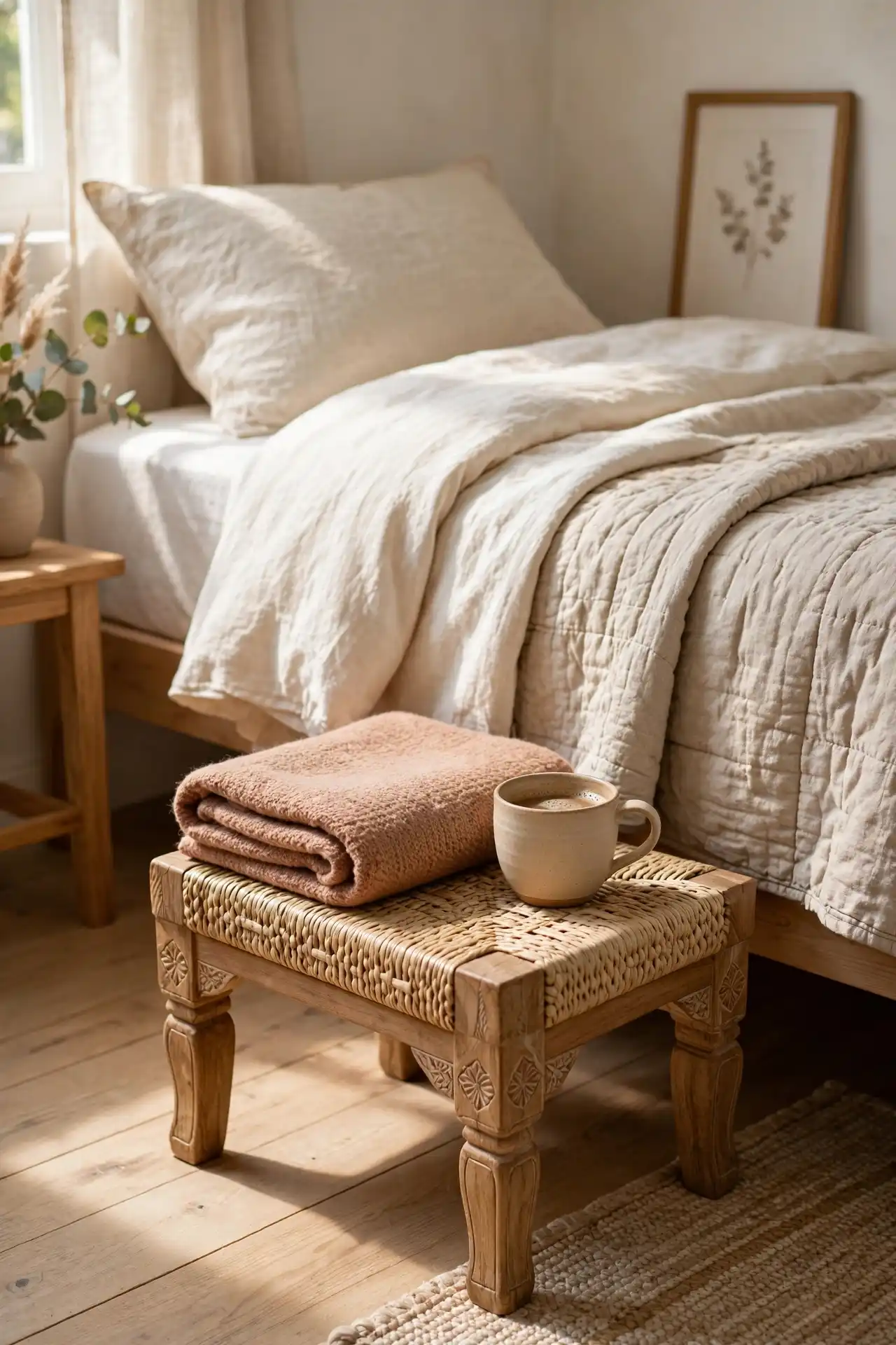 16 Small Afrocentric Bedroom Ideas That Don't Feel Overwhelming 17 Woven stool