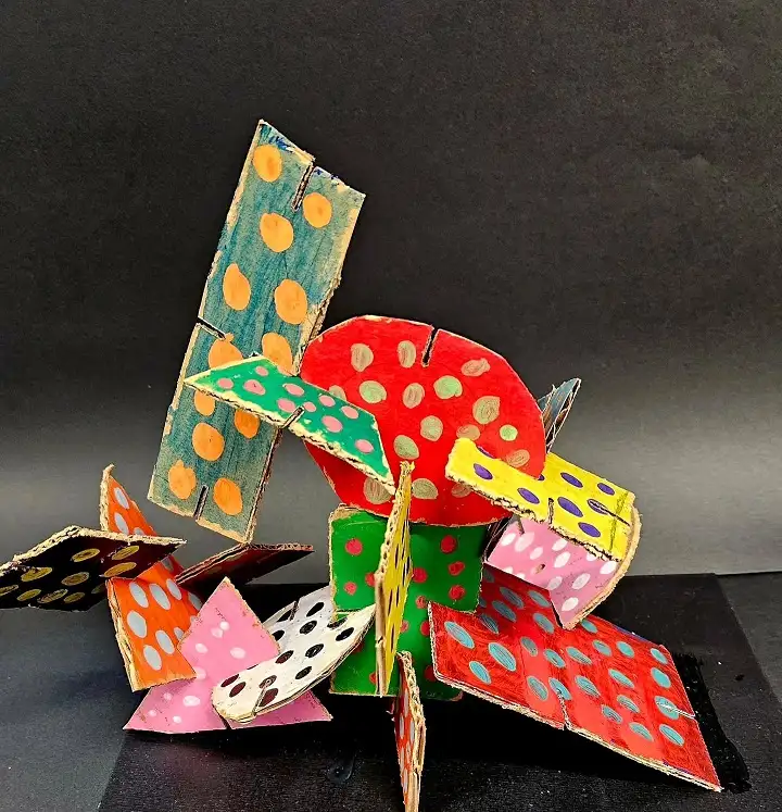 Slotted Cardboard Sculpture with Polka Dots