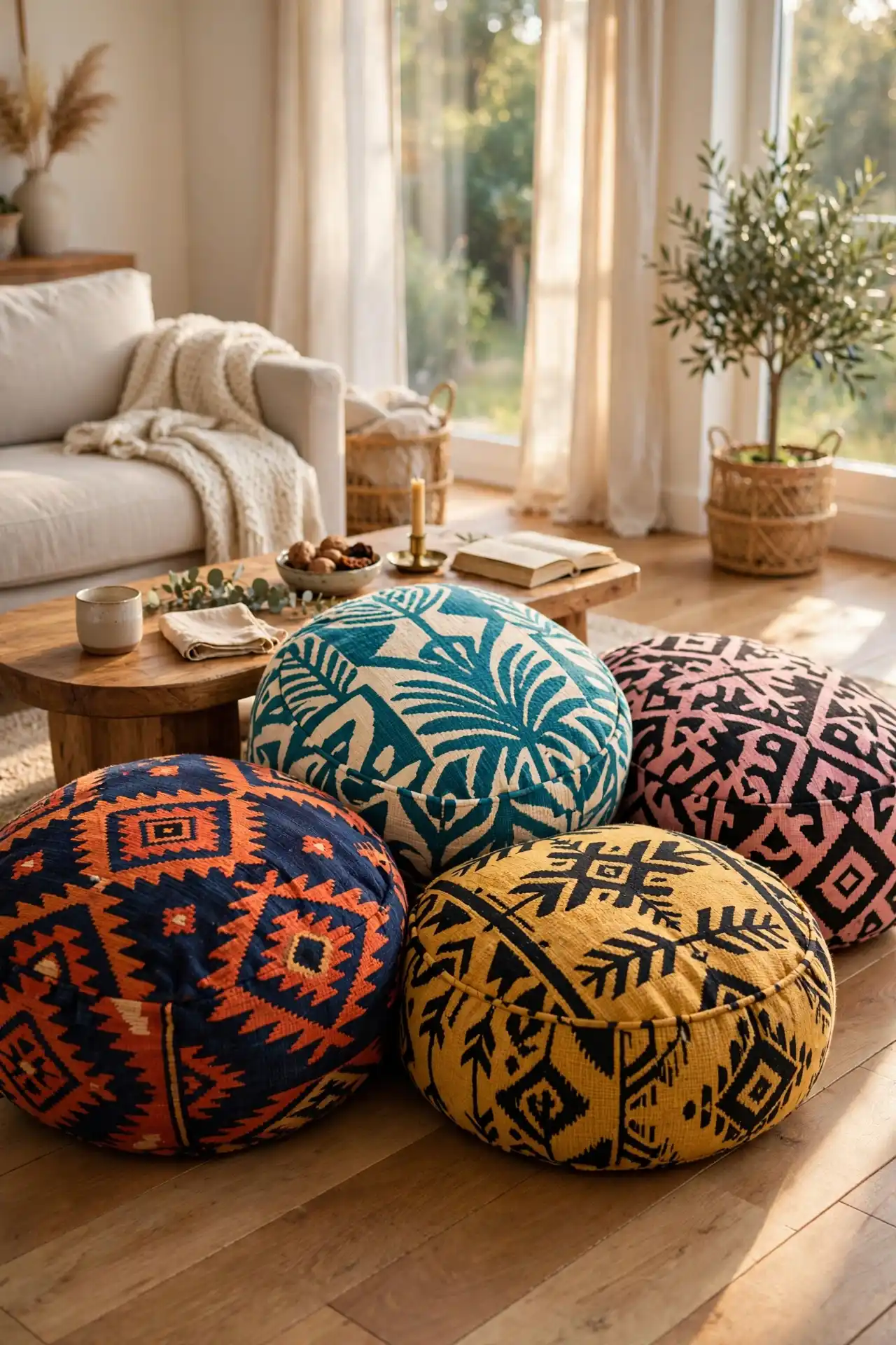 printed floor cushions for extra summer seating