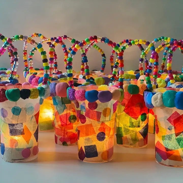 Tissue Paper Lanterns with Beaded Handles